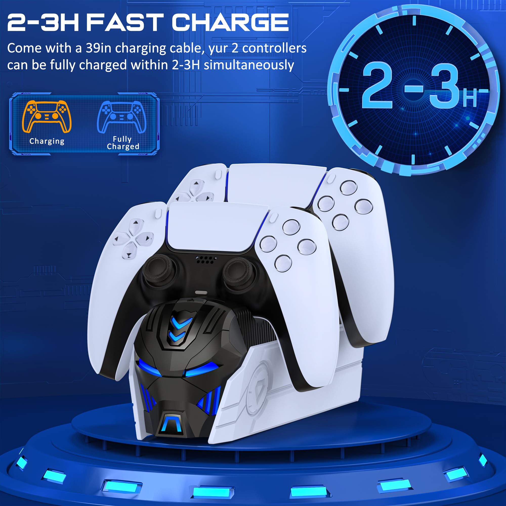 PS5 Controller Charger Station for DualSense & DualSense Edge - Fast Charging Dock with LED Indicators | Compatible with PlayStation 5 Controllers & Faceplates | Perfect for Gaming Setup & Multi-Controller Charging