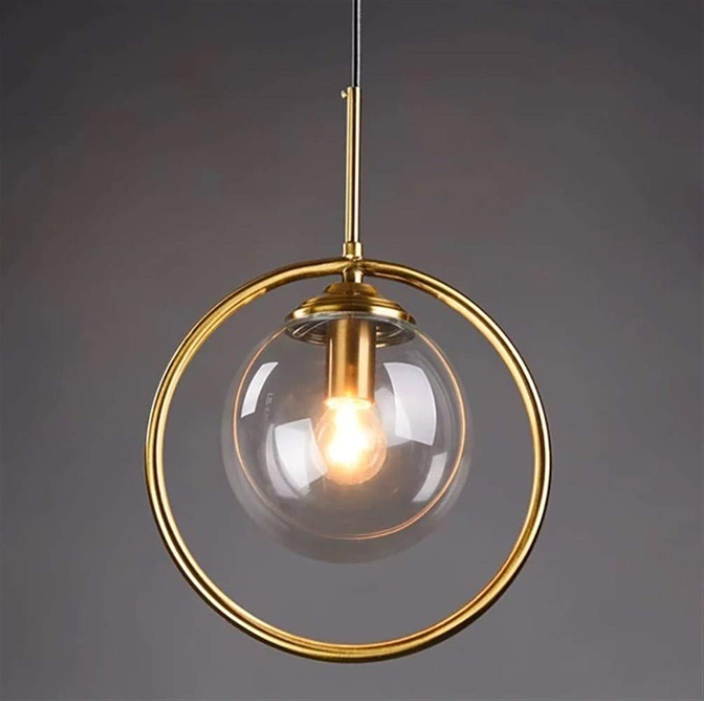 24cm Modern Minimalist Glass Flush Mount Pendant Light - Single Head Luxury Chandelier for Bedroom, Bedside, Dining Room & Bar Table - Elegant Lighting for Home Decor & Interior Design