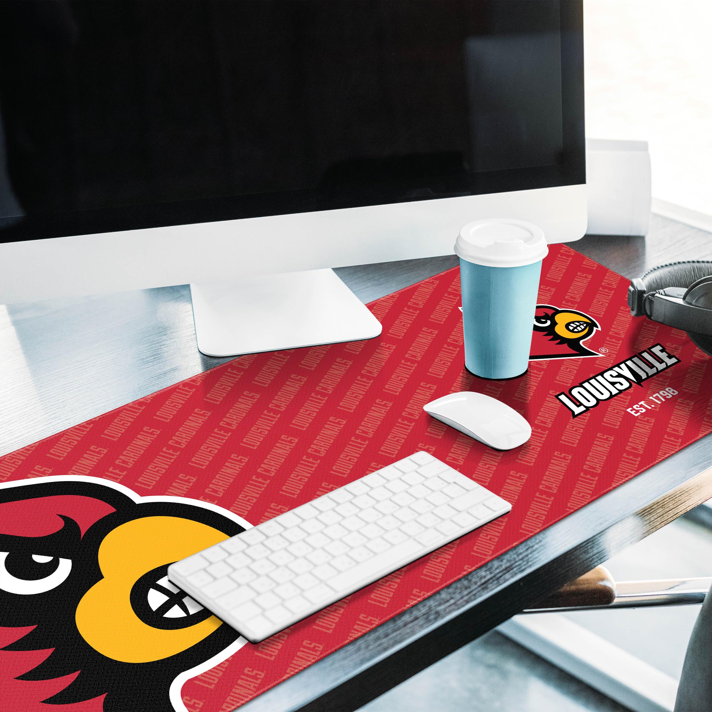 YouTheFan NCAA Louisville Cardinals Logo Series Desk Pad - Non-Slip Mouse Pad for Office, Gaming & Home Use - Perfect for SMU Fans & College Sports Enthusiasts