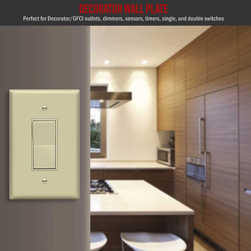 1 Gang Oversized Decorator Rocker Wall Plate in Ivory - Perfect for Living Room, Bedroom & Office Light Switch Covers
