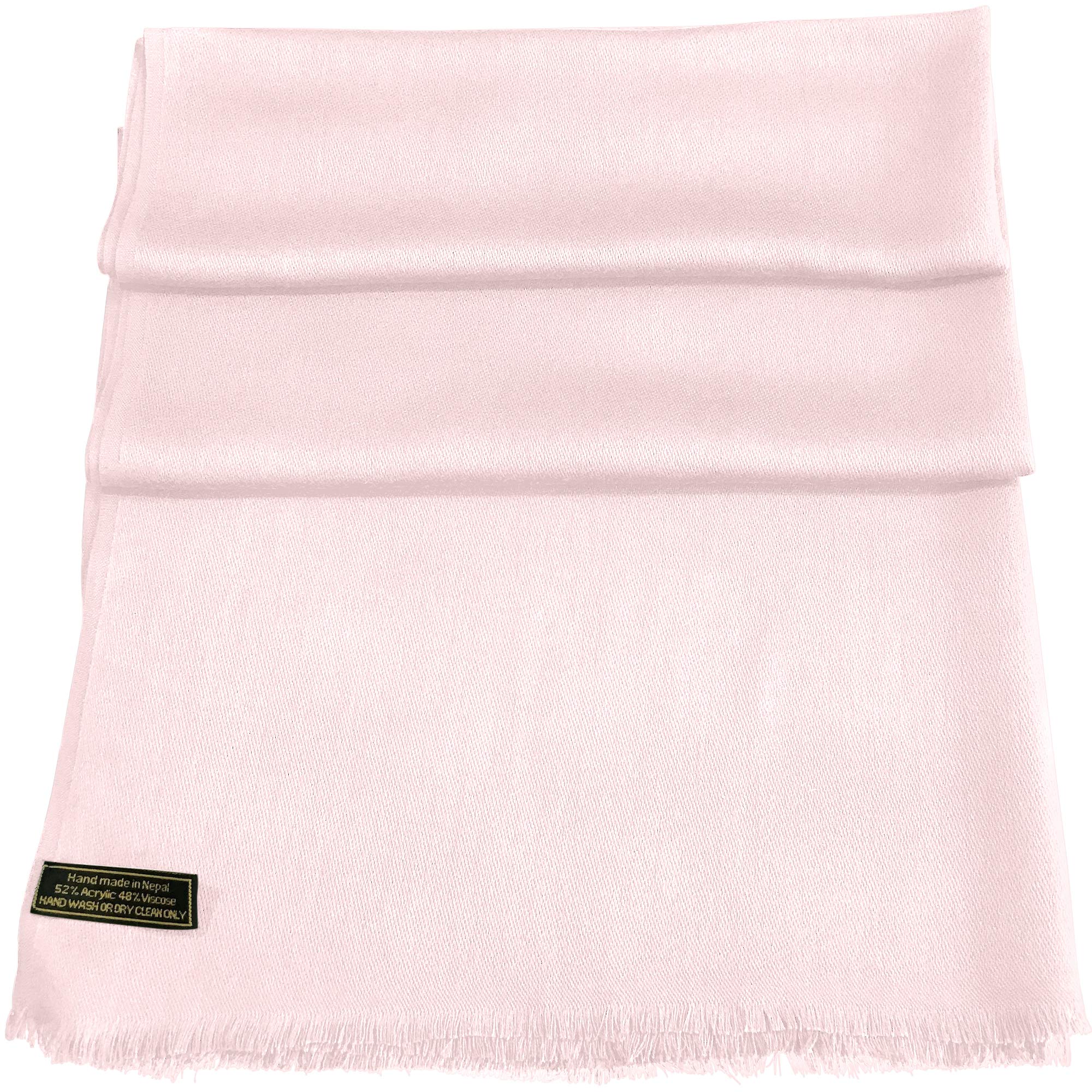 Handmade Nepalese Pashmina Shawl Scarf - Solid Color Fringe Design Wrap Stole for Women | Warm Winter Accessory, Boho Head Wrap, Elegant Evening Wear Gift