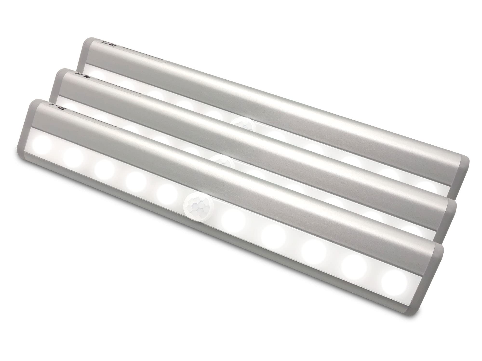 Motion Sensor LED Closet Lights (3 Pack) - Wireless Stick-On Magnetic Under Cabinet Lighting for Kitchen, Pantry, Stairs, Wardrobe & Bar - Perfect for Dark Spaces & Hands-Free Illumination