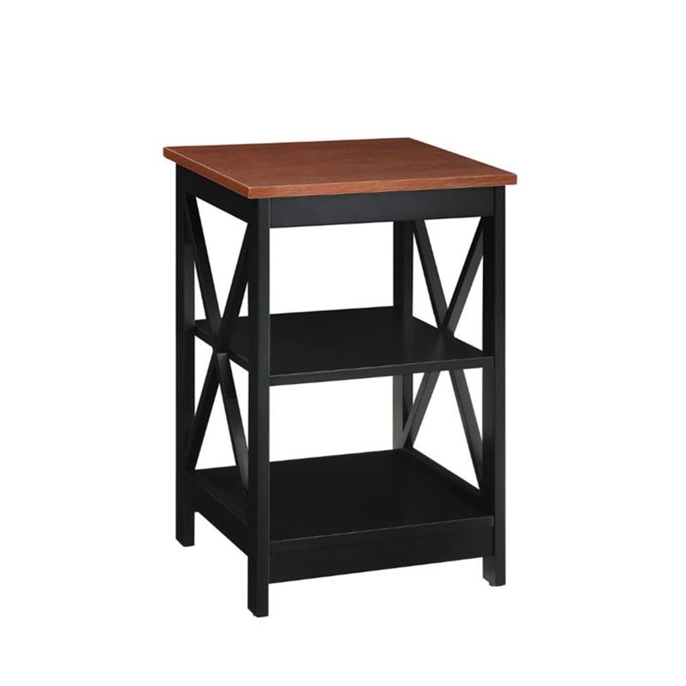 Home Square 2-Piece Solid Wood End Table Set - Black & Cherry Finish - Perfect for Living Room, Bedroom, or Office Side Tables