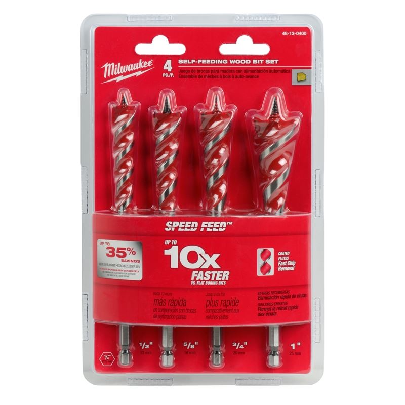 48-Piece 13mm 0400 Speed Feed Wood Drill Bit Set for Woodworking, Carpentry, and DIY Projects - Perfect for Drilling Holes in Hardwood, Softwood, and Plywood