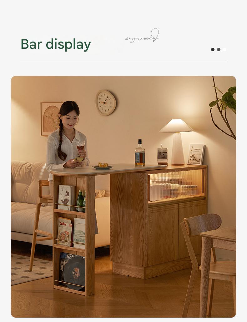 Solid Oak Wood Extendable Bar Table with Rock Plate - Perfect for Kitchen Islands, Dining Rooms & Outdoor Entertaining