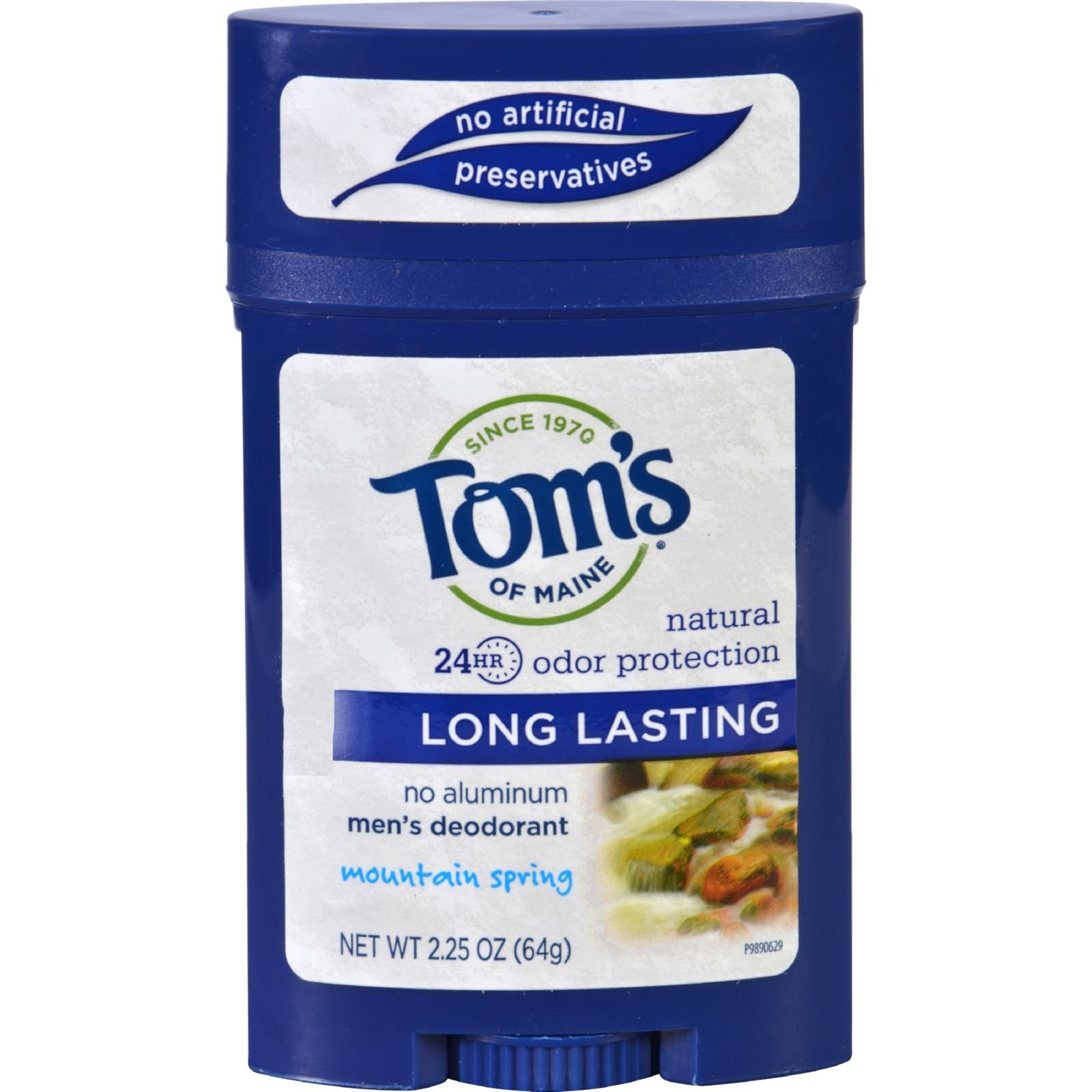 Tom's of Maine Natural Men's Deodorant - Mountain Spring Scent - 2.25 oz (Pack of 6) | Aluminum-Free & Cruelty-Free | Fresh All Day Protection for Workouts & Outdoor Activities