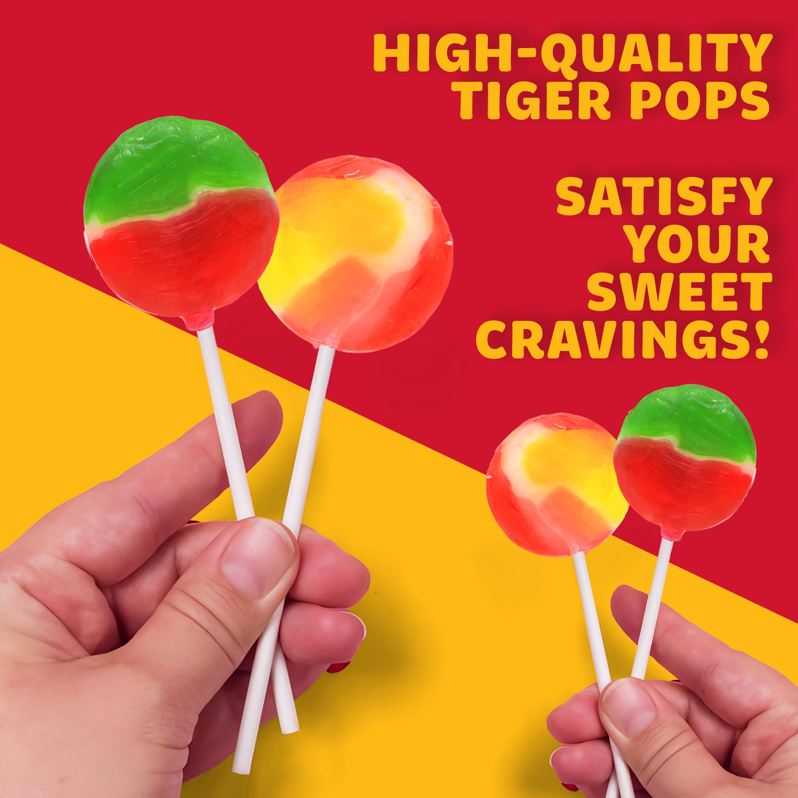 Bulk Tiger Pops Lollipops - 2 Pounds (Approx 90 Pieces) Individually Wrapped Hard Candy - Assorted Flavors Suckers for Kids, Holiday Parties & Christmas Stocking Stuffers - Perfect for Piñata Filler, Birthday Favors and Classroom Treats
