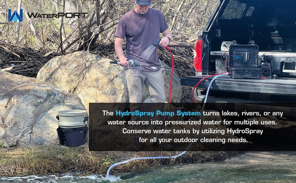 WaterPORT HydroSpray 12V Electric Shower Pump - Portable Water Tank Pump for Camping, Overlanding & Outdoor Adventures - Perfect for RVs, Boats & Emergency Water Supply
