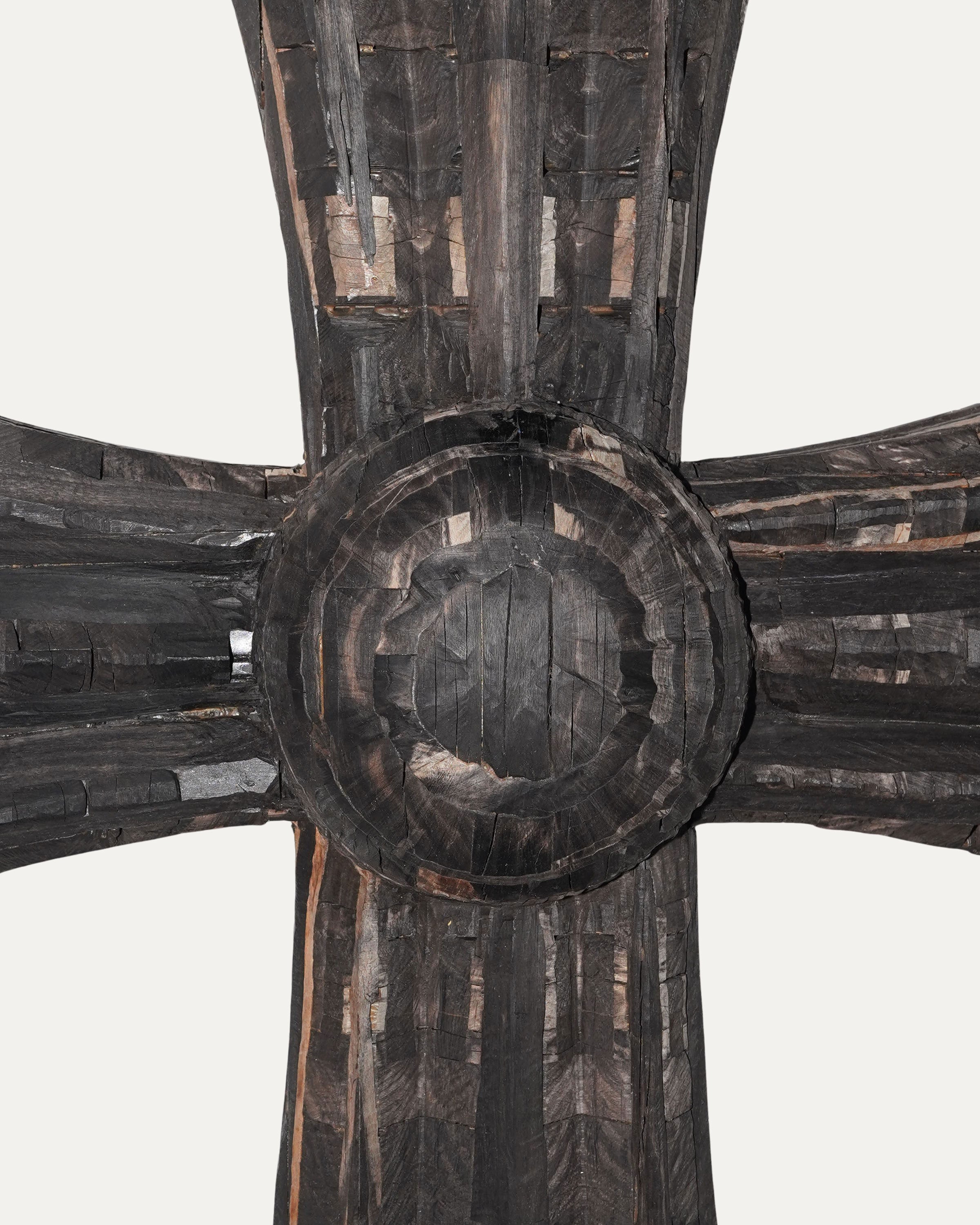 6 Foot Pressed Ebony Wood Cross - Handcrafted Religious Decor for Home, Church & Garden - Perfect for Wall Hanging, Prayer Room & Outdoor Display