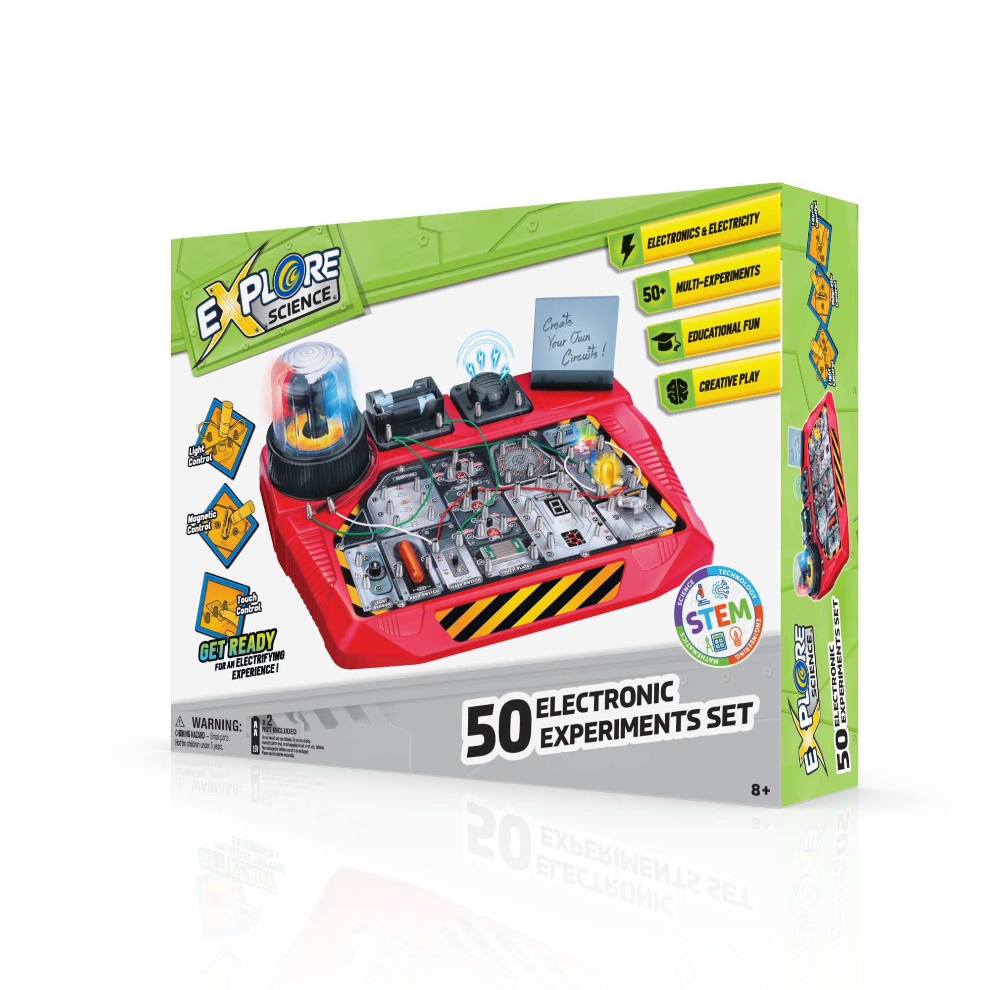 Explore Science 50 Electronic Experiment Set for Kids - STEM Learning Kit with Circuits, Lights & Sounds - Perfect for Home, Classroom & Science Fair Projects