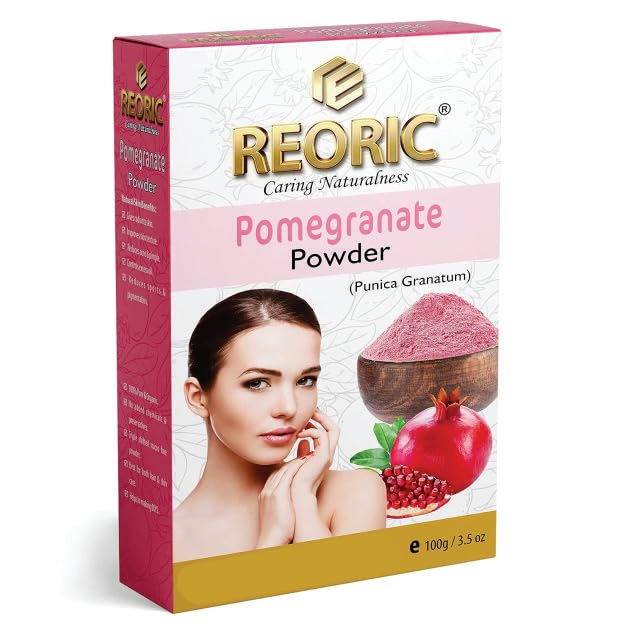 Organic Pomegranate Peel Powder (Anar Ka Powder) - 100g for Face Pack, Hair Pack & Skin Care | Natural Exfoliant & Brightening Agent | Vegan, Gluten-Free Beauty Product
