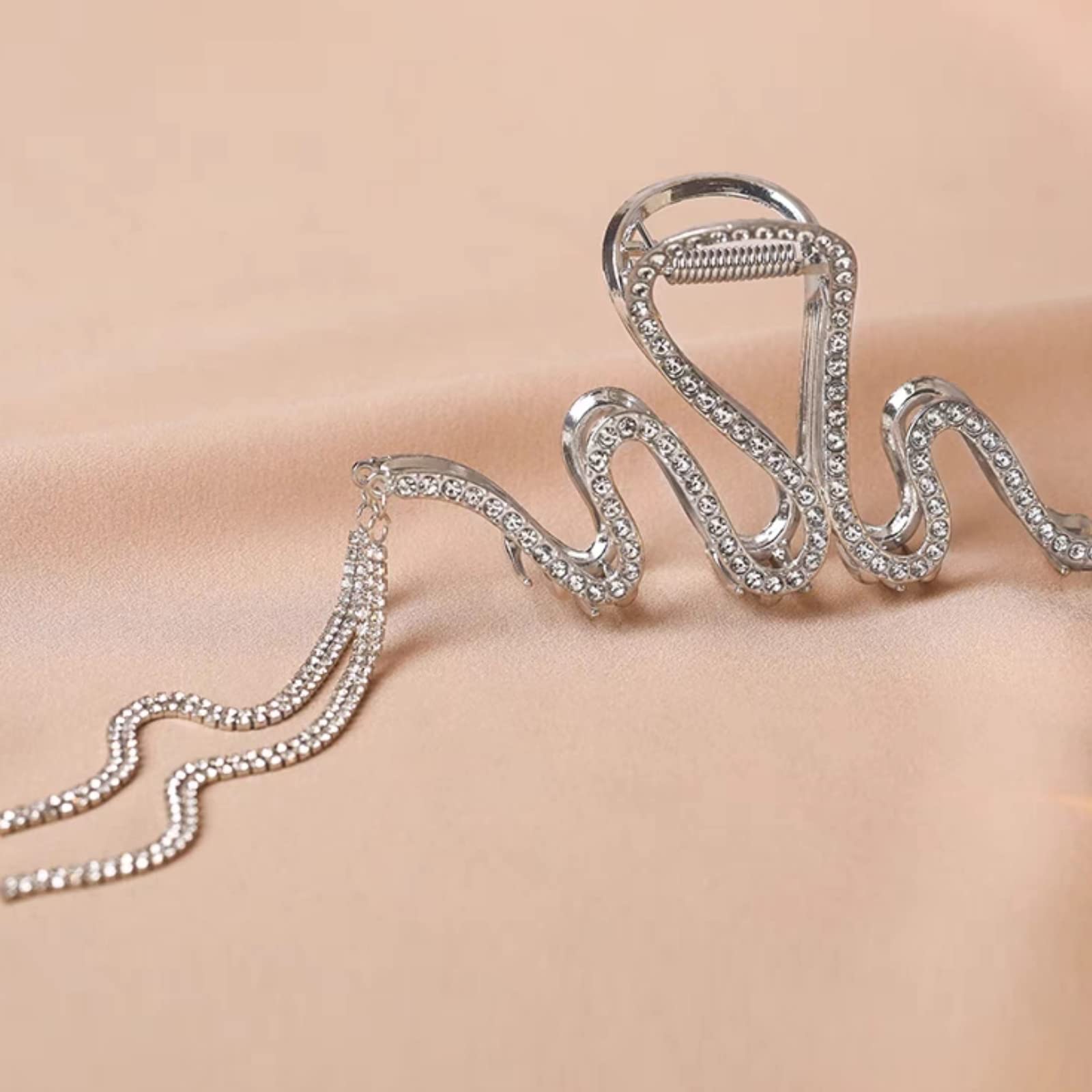 Rhinestone Tassel Hair Clips for Women - Large Metal Claw Clips for Thick Hair | Party & Wedding Accessories