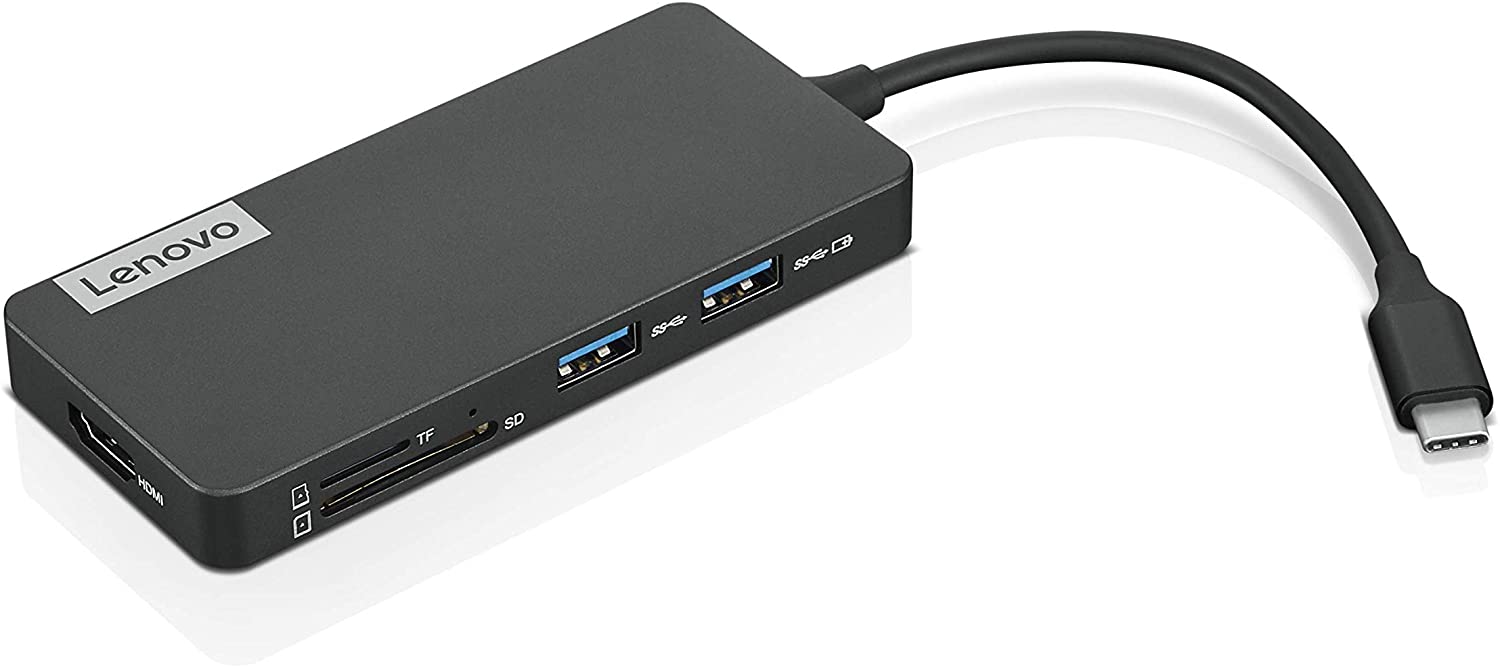 Lenovo 7-in-1 USB C Hub with HDMI, USB 3.1/2.0 Ports, SD/TF Card Reader & Laptop Charging - GX90T77924 (Iron Grey) - Perfect for MacBook, Dell, HP & More for Work, Travel & Home Office