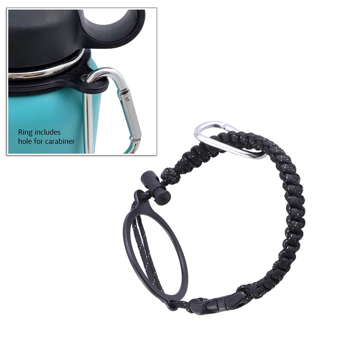 1pc Adjustable Bottle Strap with Carabiner Clip - Safety Rope Handle for Water Bottles - Perfect for Hiking, Camping & Outdoor Adventures