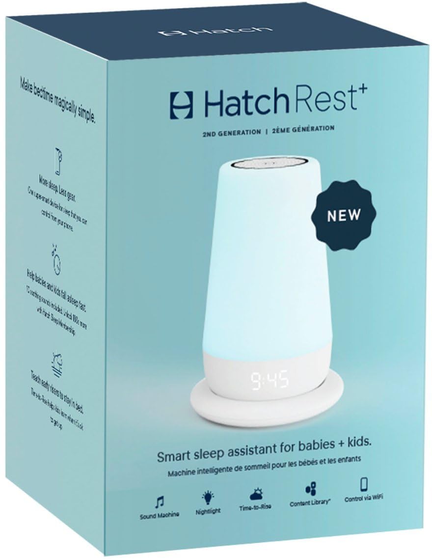 Hatch Rest+ 2nd Gen Baby & Kids Sound Machine with Night Light, Alarm Clock, Sleep Trainer, White Noise & Bedtime Stories - Portable with Backup Battery & Charging Base - Perfect for Nursery, Bedroom & Travel