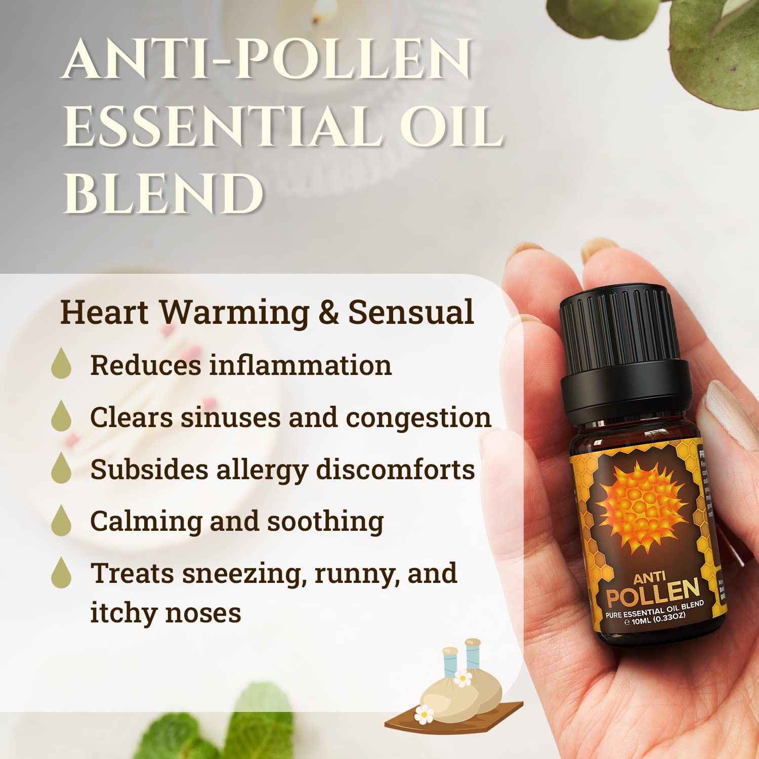 Ecodrop Allergy Relief Essential Oil Blend - 10ml | Pure Therapeutic Grade Aromatherapy with Lemon, Lavender, Chamomile & Eucalyptus | Natural Decongestant for Seasonal Allergies & Hay Fever | Perfect for Diffusers, Massage & Home Relaxation