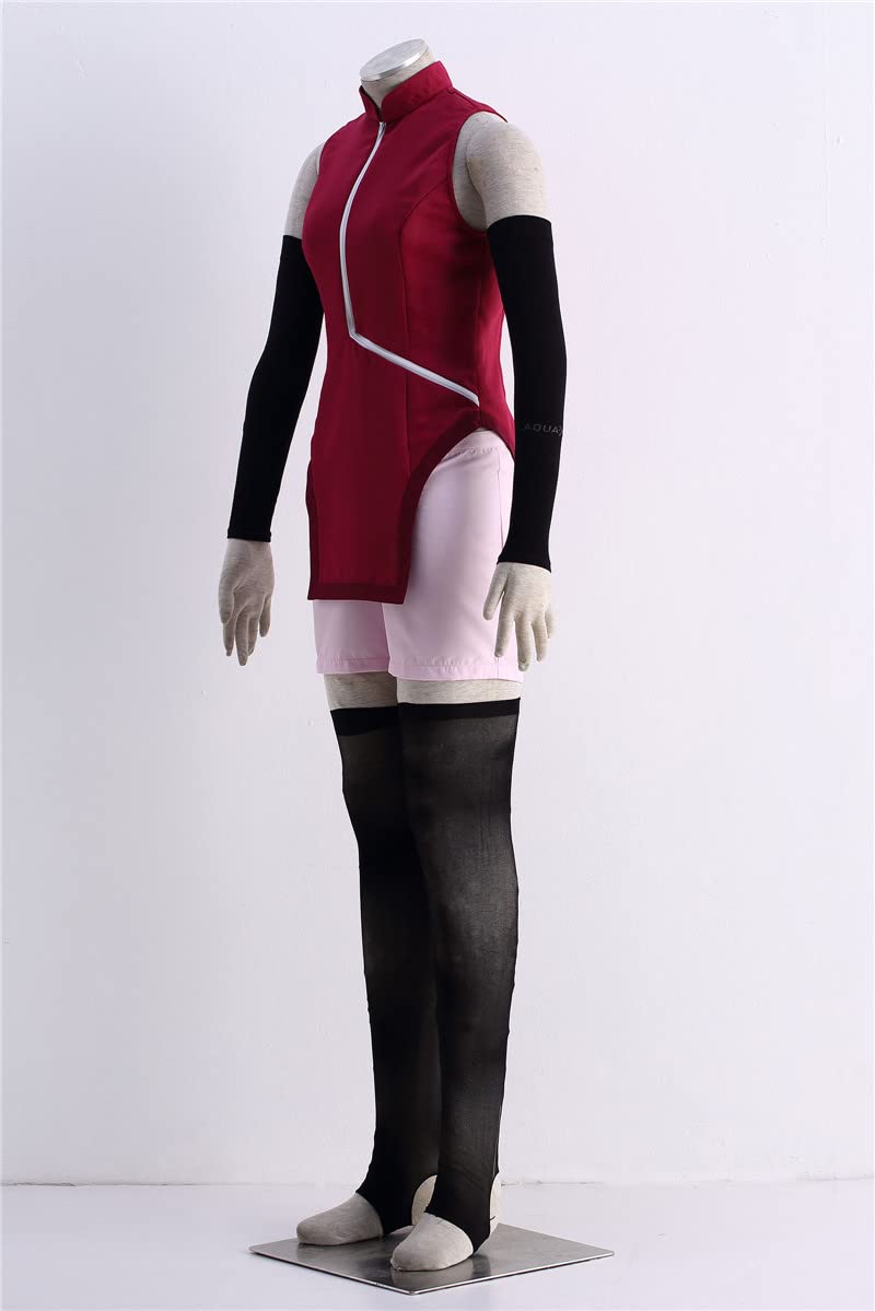 Anime Cosplay Red Cheongsam with Black Sleeves & Stockings - Women's Sexy Halloween Costume for Cosplay, Parties & Themed Events