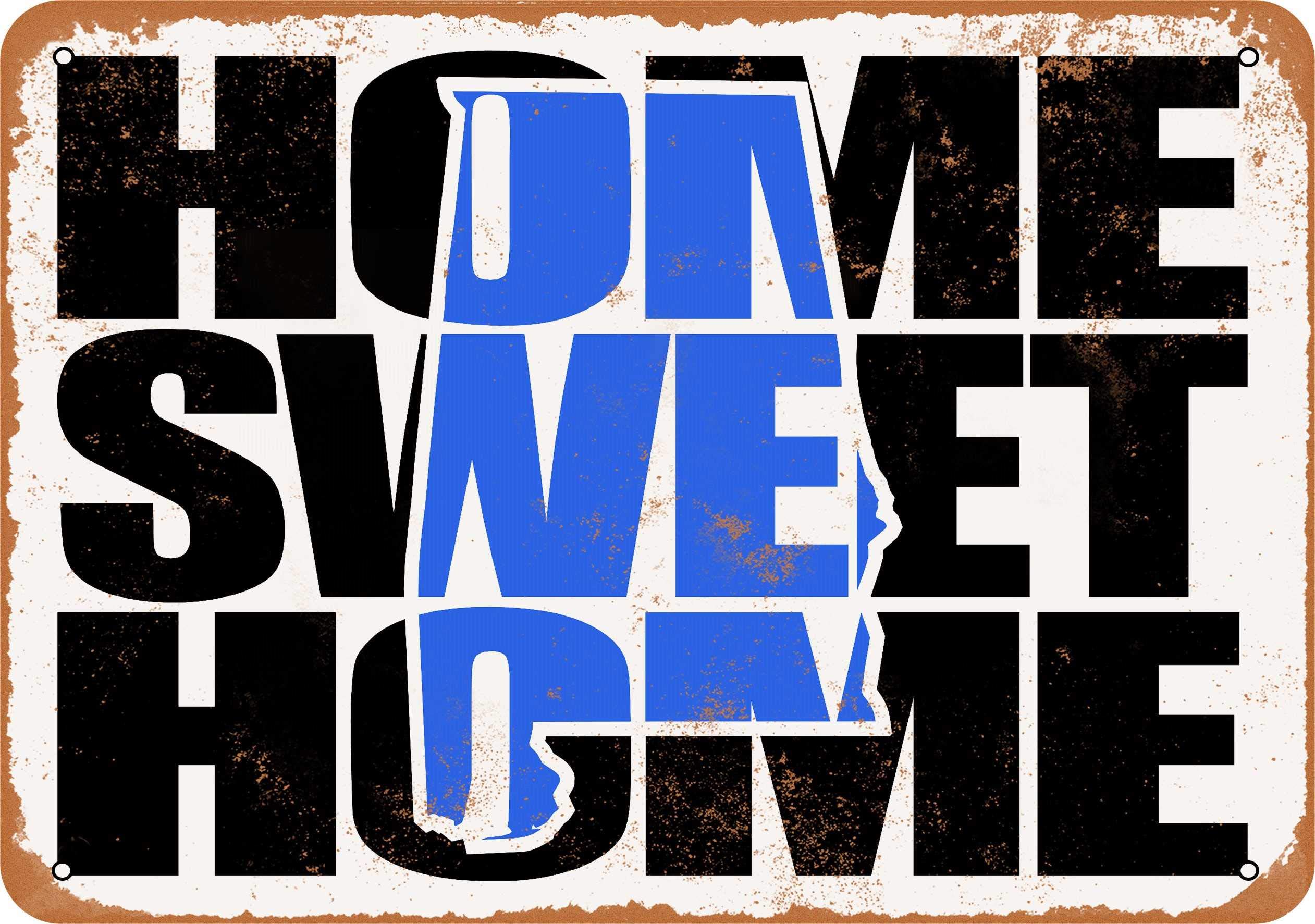 10 x 14 Inch Vintage Metal Sign - Home Sweet Home Alabama Blue Wall Decor - Rustic Farmhouse Style for Home, Office, Bar or Man Cave