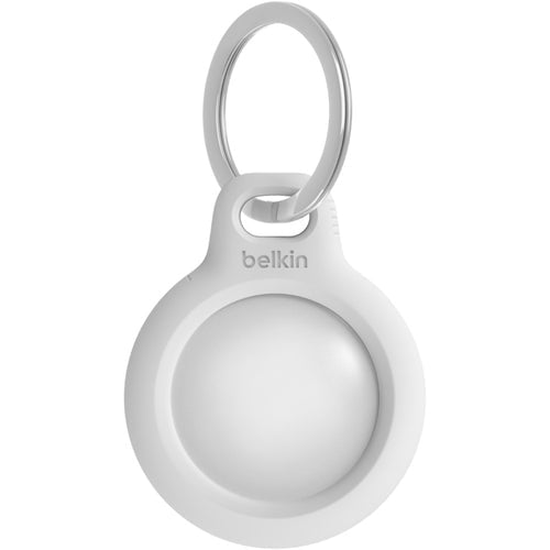 Apple AirTag Holder with Keyring - Secure Anti-Lost Tracker Case for iPhone (White) - Perfect for Keys, Wallets, Bags & Travel Accessories