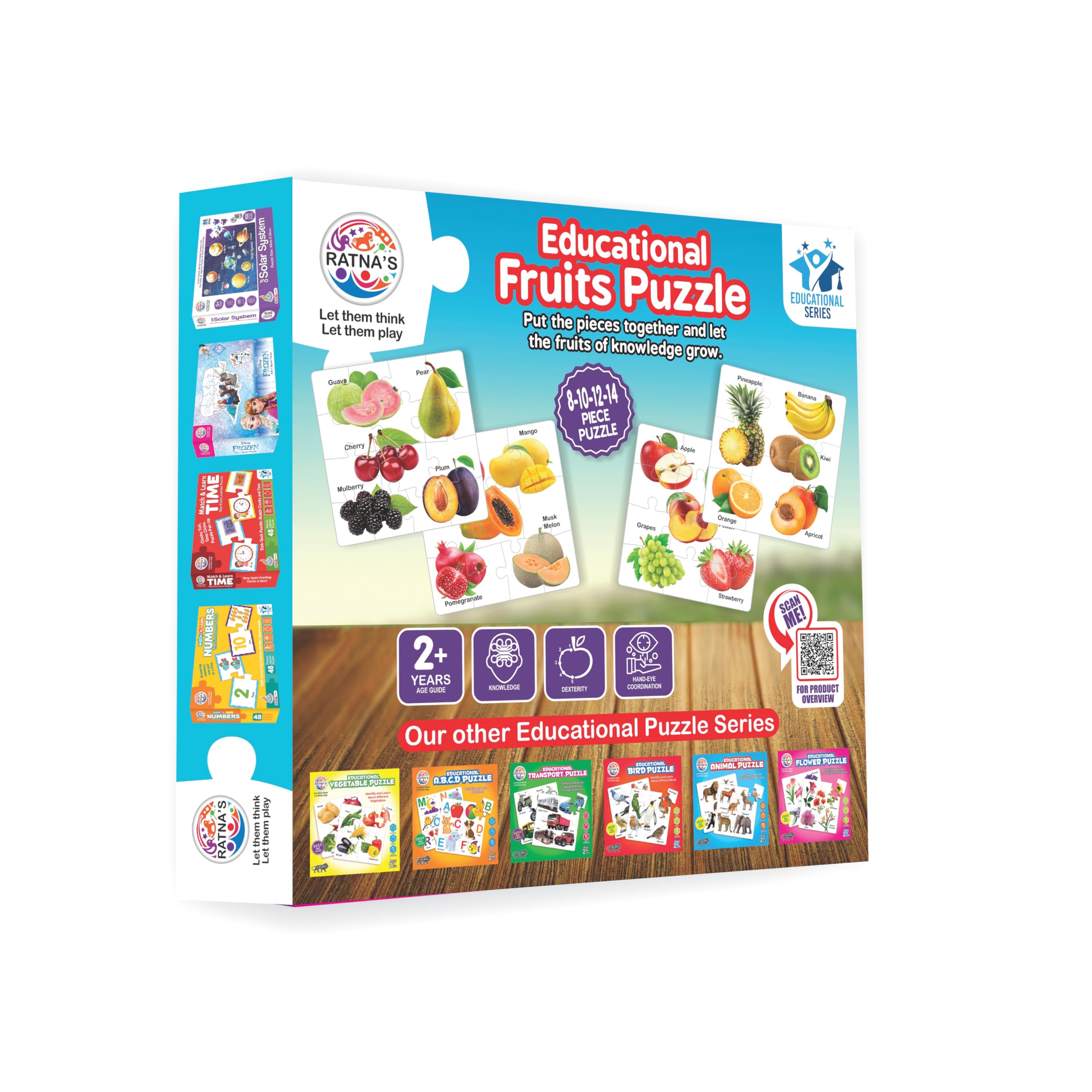 Ratna's Educational Fruit Jigsaw Puzzle for Kids - Learn Fruit Names & Shapes | Fun Learning Toy for Toddlers & Preschoolers | Perfect for Homeschooling & Classroom Activities