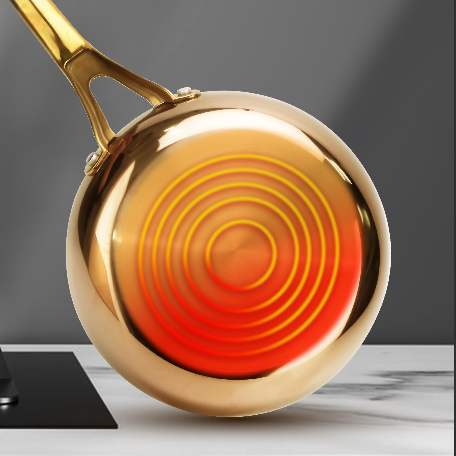 DAEDALUS 10 Inch Stainless Steel Frying Pan - Tri-Ply Nonstick Skillet for Perfect Cooking, Oven & Dishwasher Safe, Durable Gold Finish - Ideal for Searing, Sauteing & Everyday Home Cooking