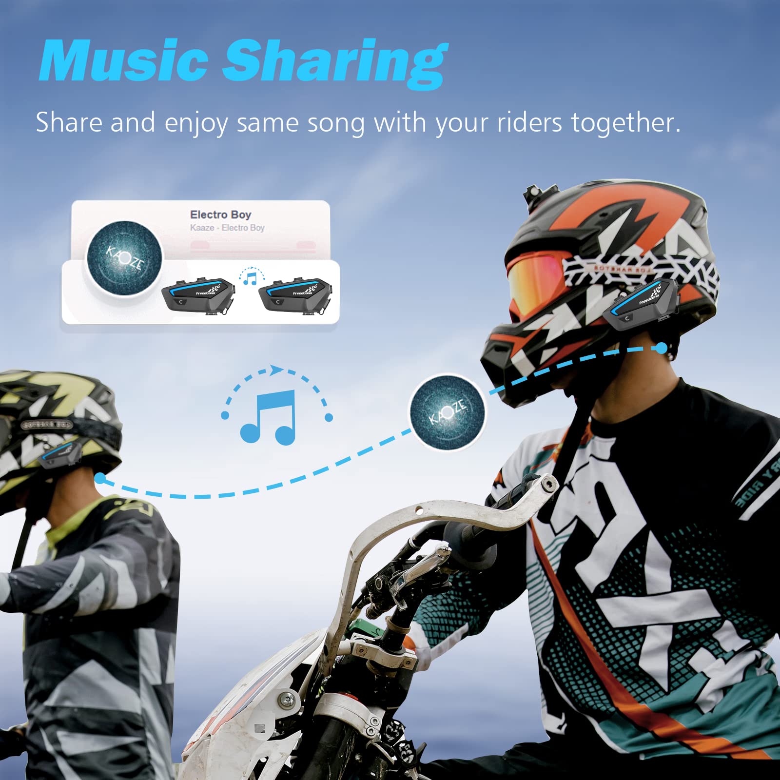 FreedConn FX Motorcycle Bluetooth Headset - Wireless Intercom for Bike Riders (FX Black) | Perfect for Group Riding, GPS Navigation & Hands-Free Calls