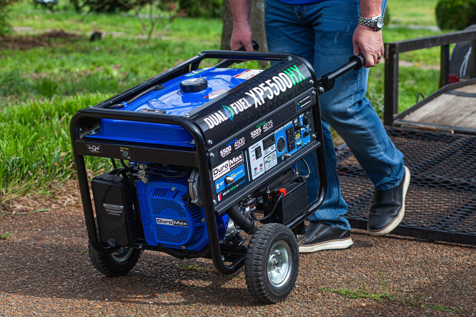 5500W Dual Fuel Portable Generator with CO Alert - Gas & Propane Powered for Camping, RV, Home Backup & Emergency Power
