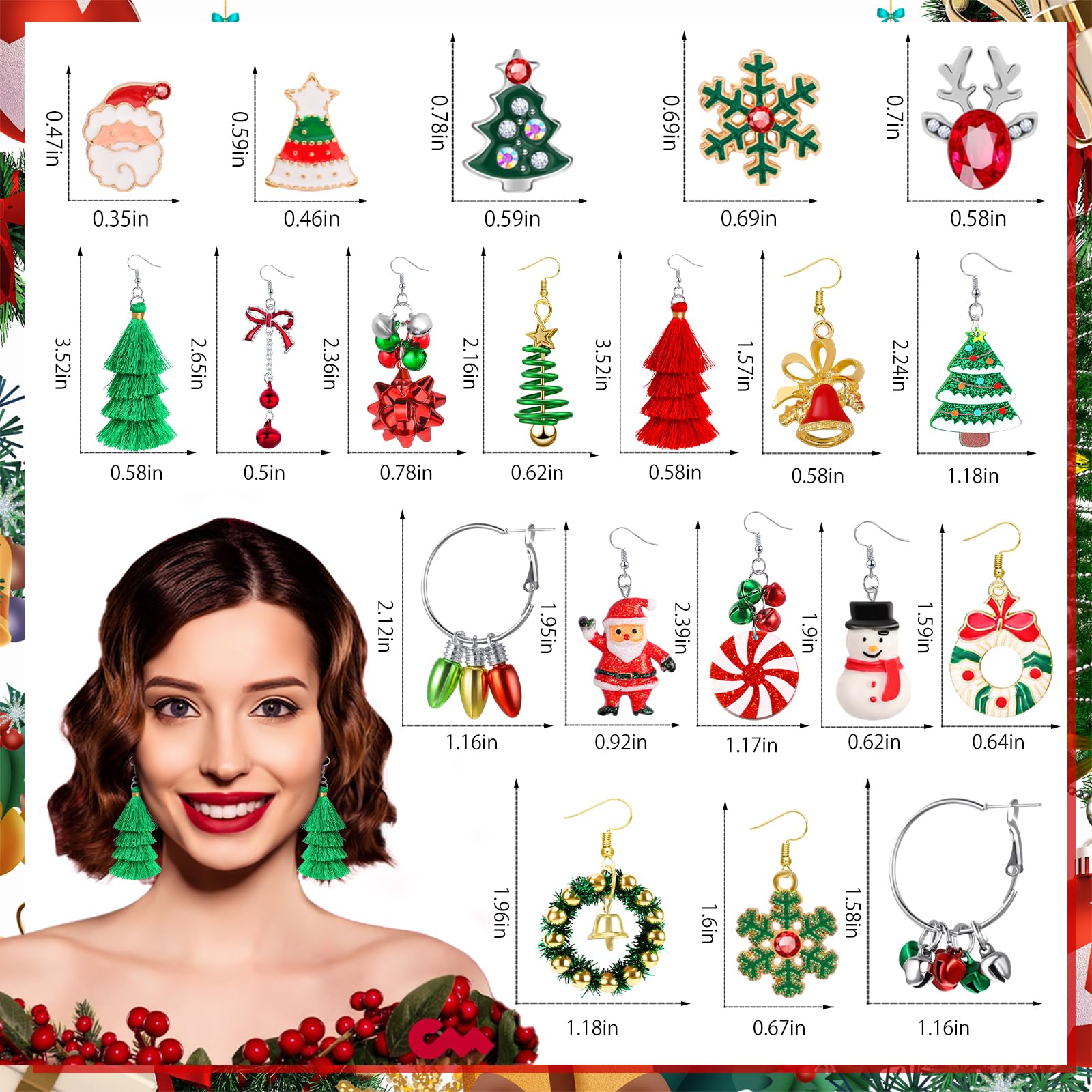 20 Pairs Christmas Earrings for Women - Holiday Dangle Earrings with Bow, Tree, Bells & Snowflake Designs - Bulk Christmas Jewelry Gifts for Girls (Perfect for Parties, Gift Exchanges & Festive Outfits)