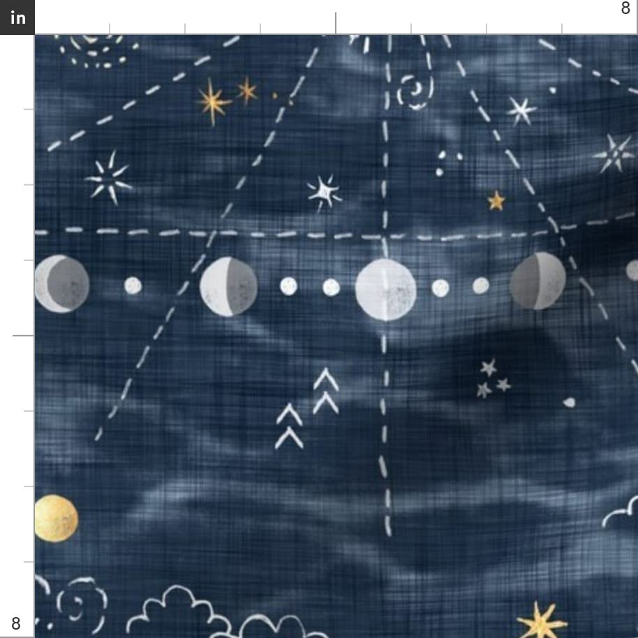 Stargazer Astronomy Constellation Planets Moon Stars Clouds Shibori Printed Velvet Upholstery Fabric - Fat Quarter for Home Decor, Apparel & DIY Projects | Perfect for Curtains, Pillows, Quilting & Fashion Design