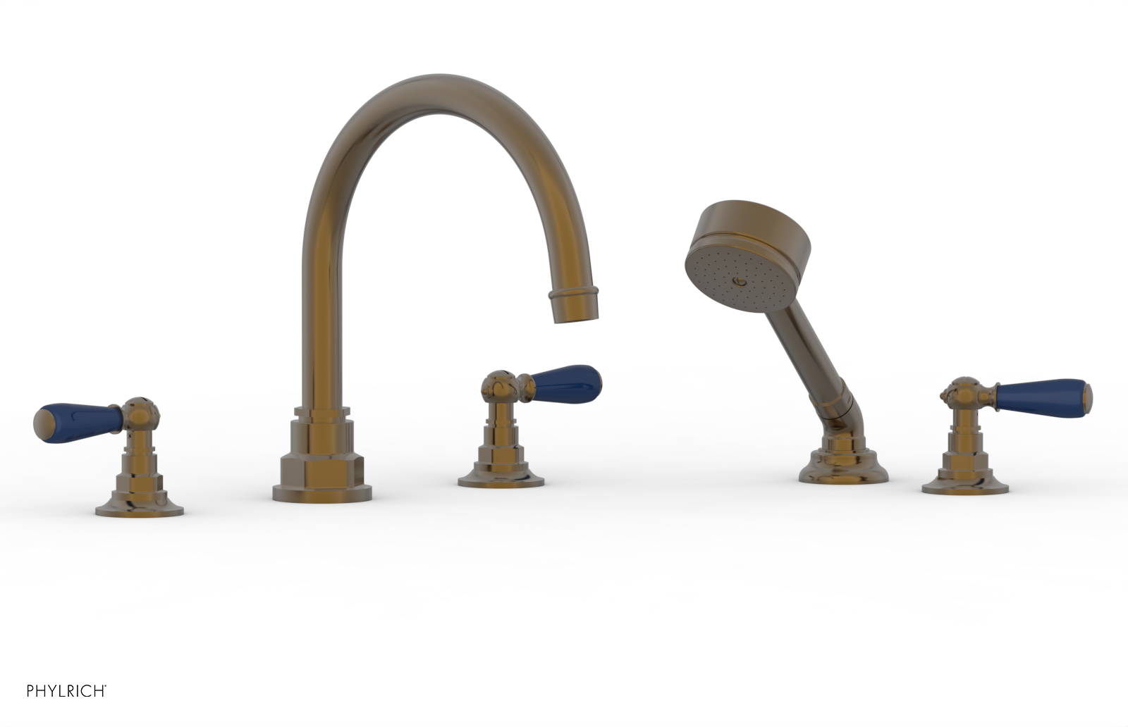 Jamestown Deck Tub Set with Hand Shower - Lever Handles & Navy Blue Accents - 165