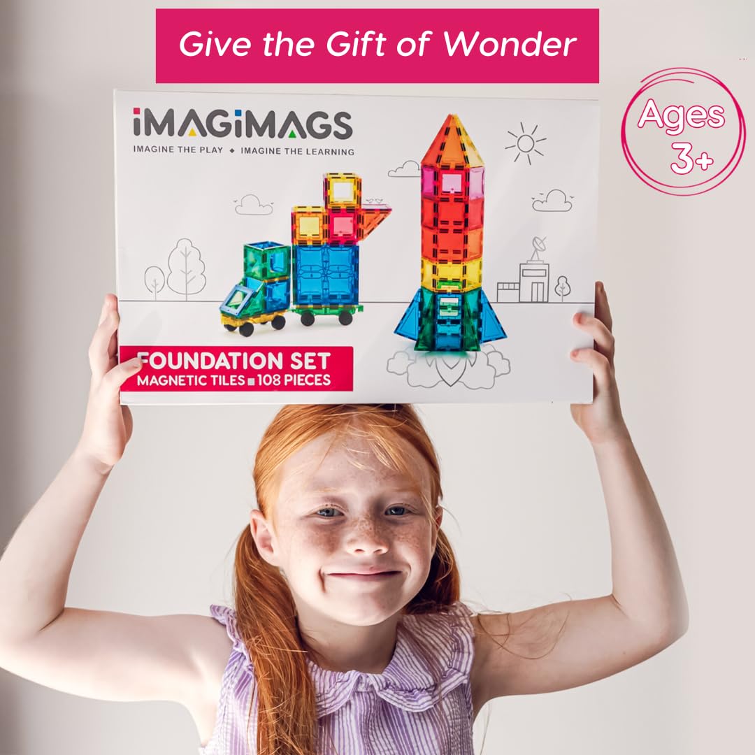 Magnetic Building Blocks for Kids - 108 Piece STEM Educational Construction Toy Set for Boys & Girls Ages 3+ | Creative Learning Activity | Perfect for Preschool Classroom, Birthday Gifts & Indoor Playtime