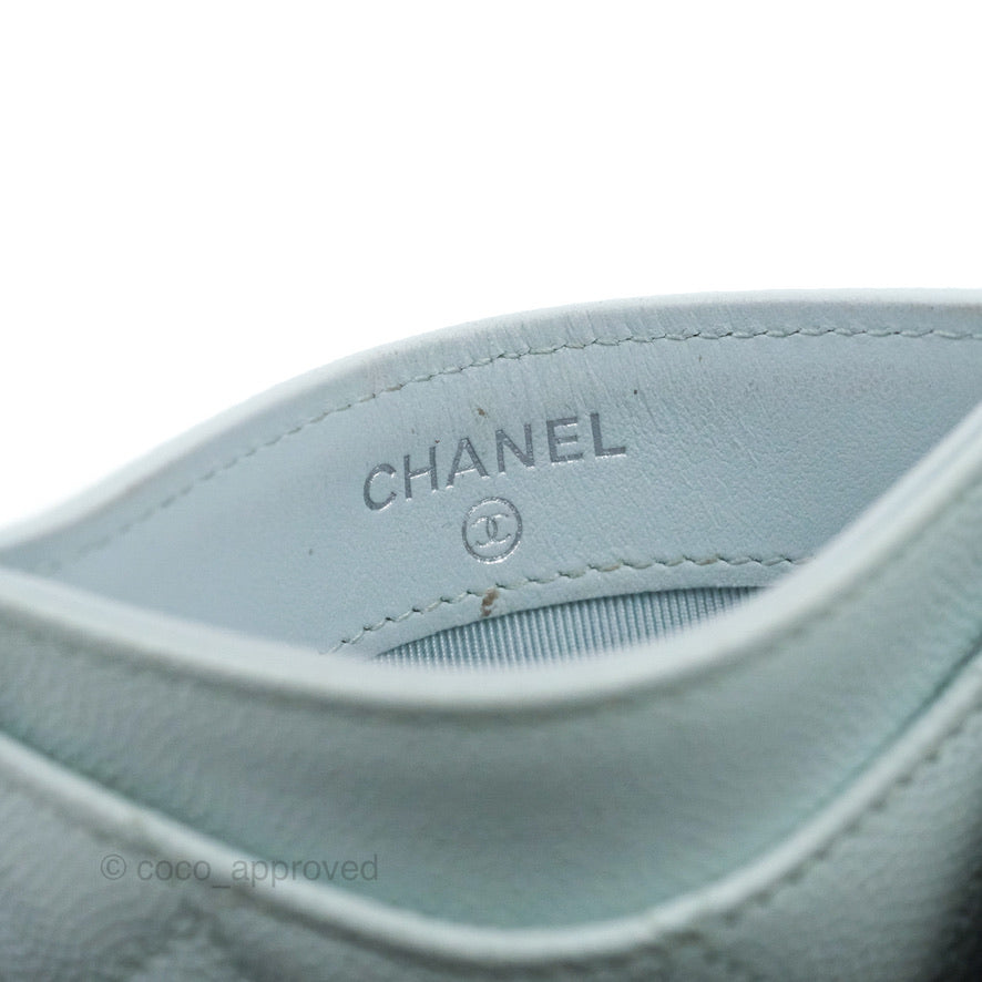 Chanel Classic Caviar Leather Card Holder Wallet - Blue with Gold Hardware | Luxury Slim Credit Card Case for Women | Perfect for Everyday Use & Travel