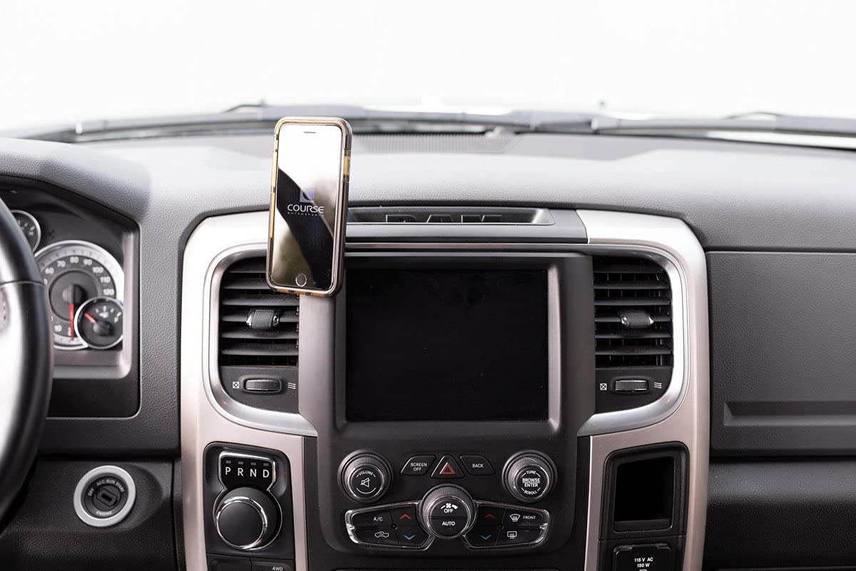 DirectFit Automatic Gripping Wireless Car Phone Mount & Charger for Dodge Ram 1500/2500/3500/4500/5500 (2013-2018) - Black - Hands-Free Charging Holder for Road Trips & Commuting