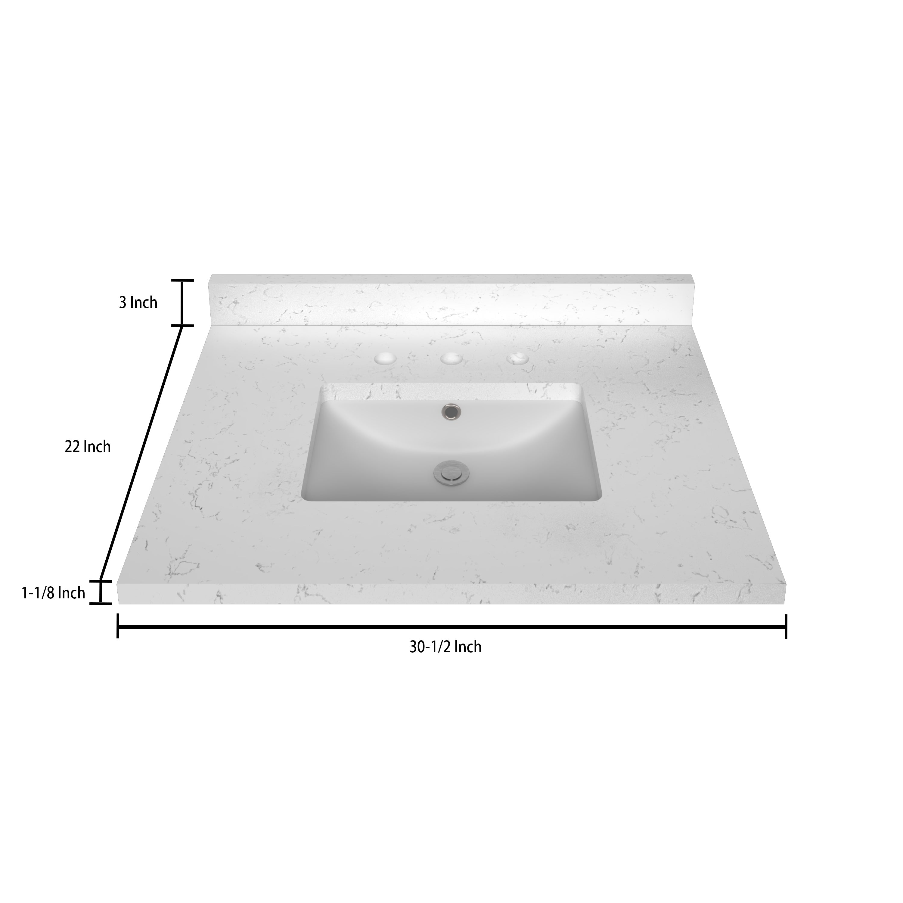 Premium Carrara White Quartz Countertop - 30.5