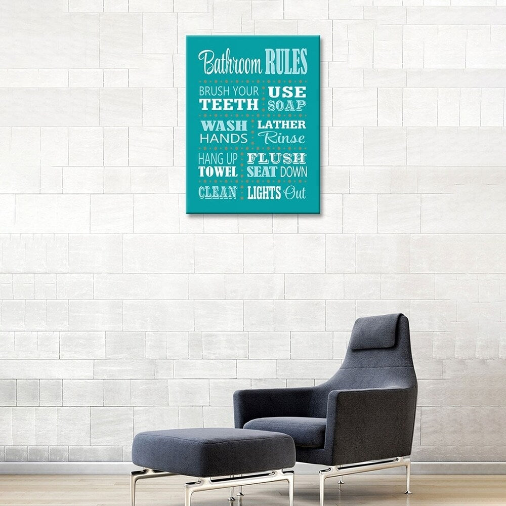 Bathroom Rules Wall Art - Gallery Wrapped Canvas Print for Home Decor, Perfect for Bathrooms, Powder Rooms & Guest Toilets