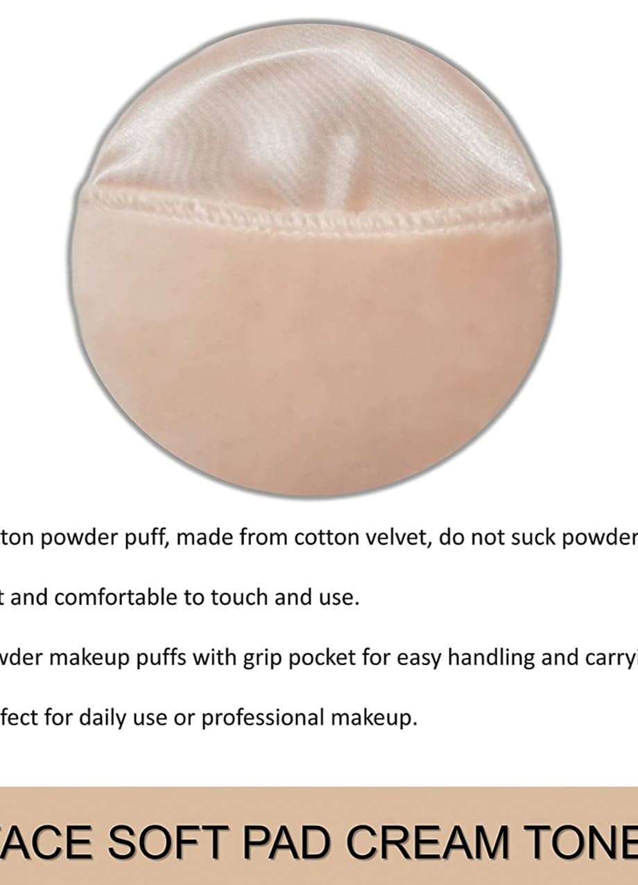 REETIK Super Soft Pure Cotton Powder Puff with Hand Strap - 2 Pack for Loose Powder, Dry Powder, Liquid & Mineral Foundation | Makeup Application & Touch-Ups
