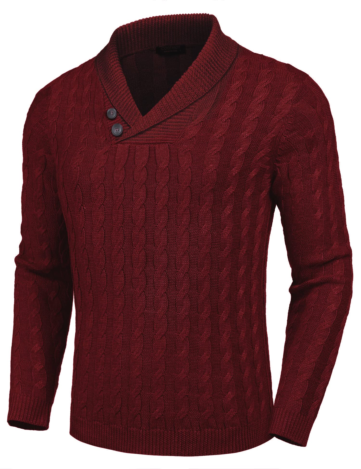 COOFANDY Men's Slim Fit Shawl Collar Pullover Sweater - Casual Button Cable Knit Sweater for Fall & Winter | Office, Dating & Holiday Outfits