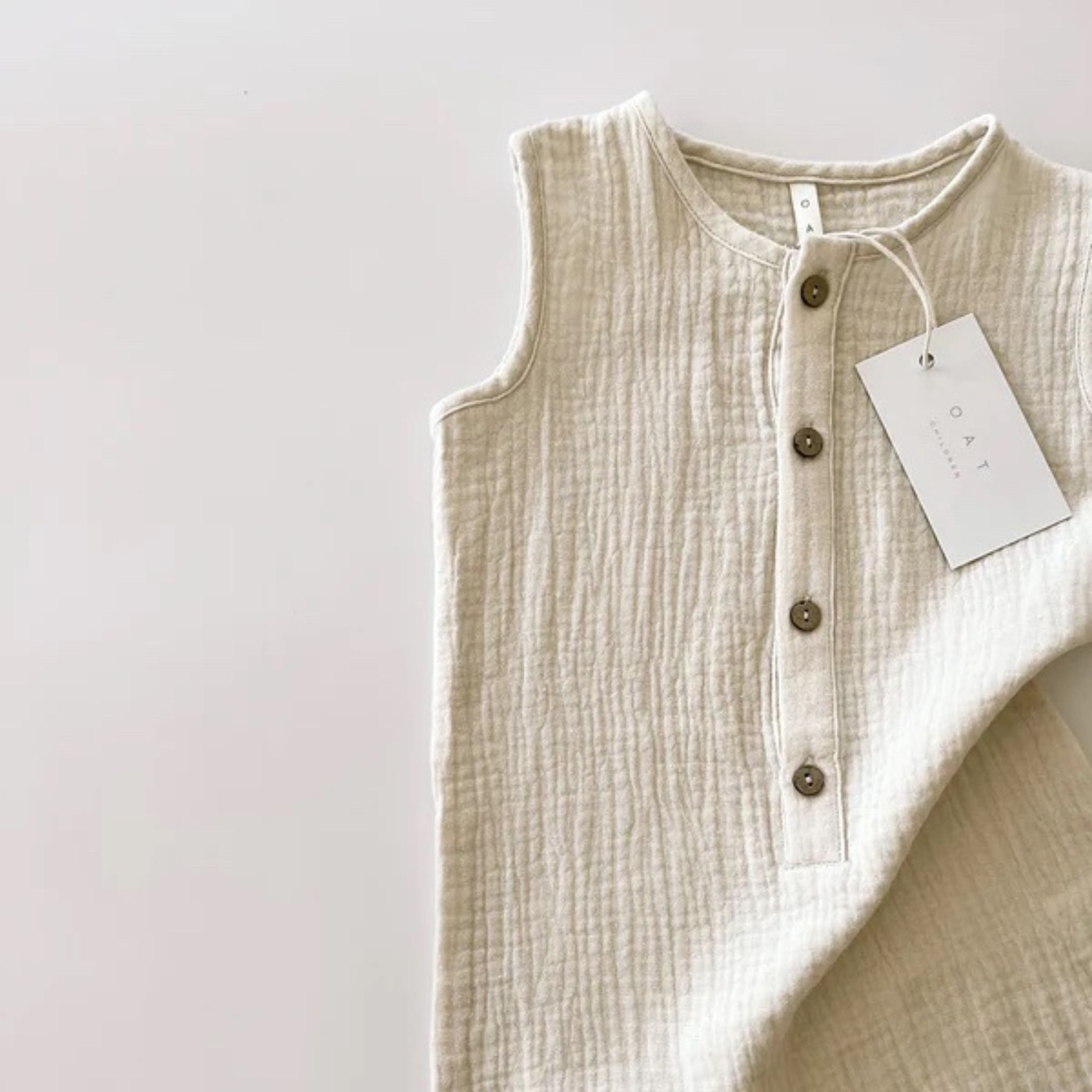 Soft Ecru Muslin Romper for Baby Boys - Breathable & Comfortable Outfit for Playtime, Photos & Special Occasions