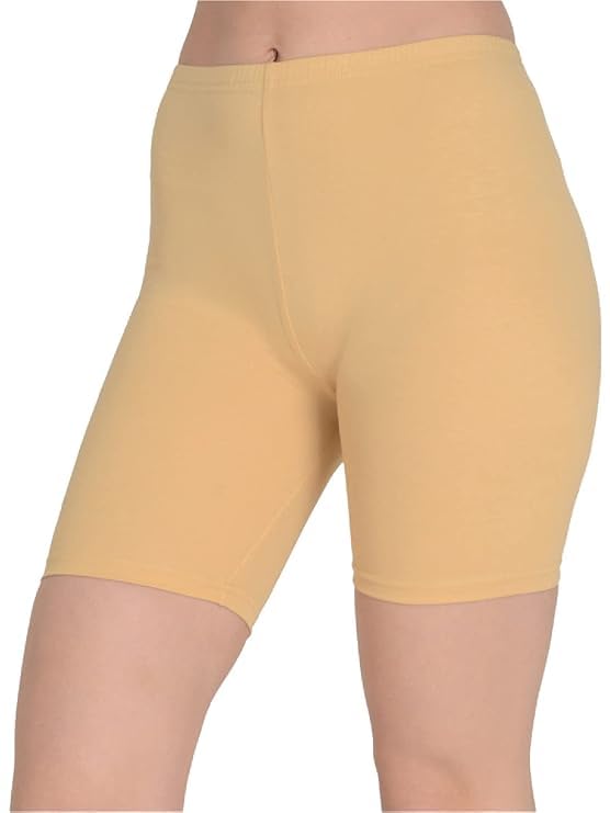 FACTO POWER Women's Cotton Lycra Mid Waist Cycling Shorts - Comfortable Stretchable Workout Shorts for Cycling, Yoga, Running & Gym | High Waist Athletic Shorts with Inner Elastic Band