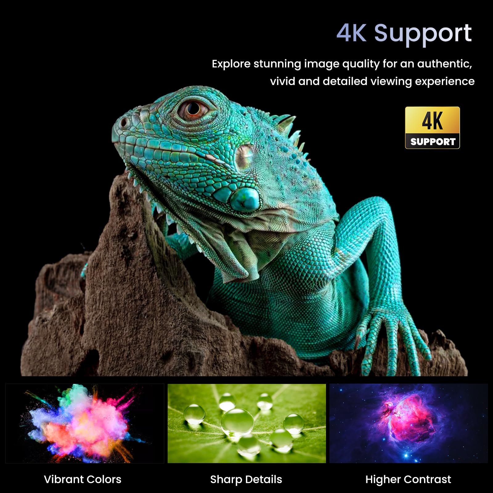 4K WiFi Bluetooth Projector - HONPOW Portable Mini Outdoor Movie Projector for Home Theater, Gaming & Camping | Compatible with TV Stick, Laptop, Smartphone, Xbox, PS5 | Perfect for Backyard Movies, Gaming Nights & Travel Entertainment