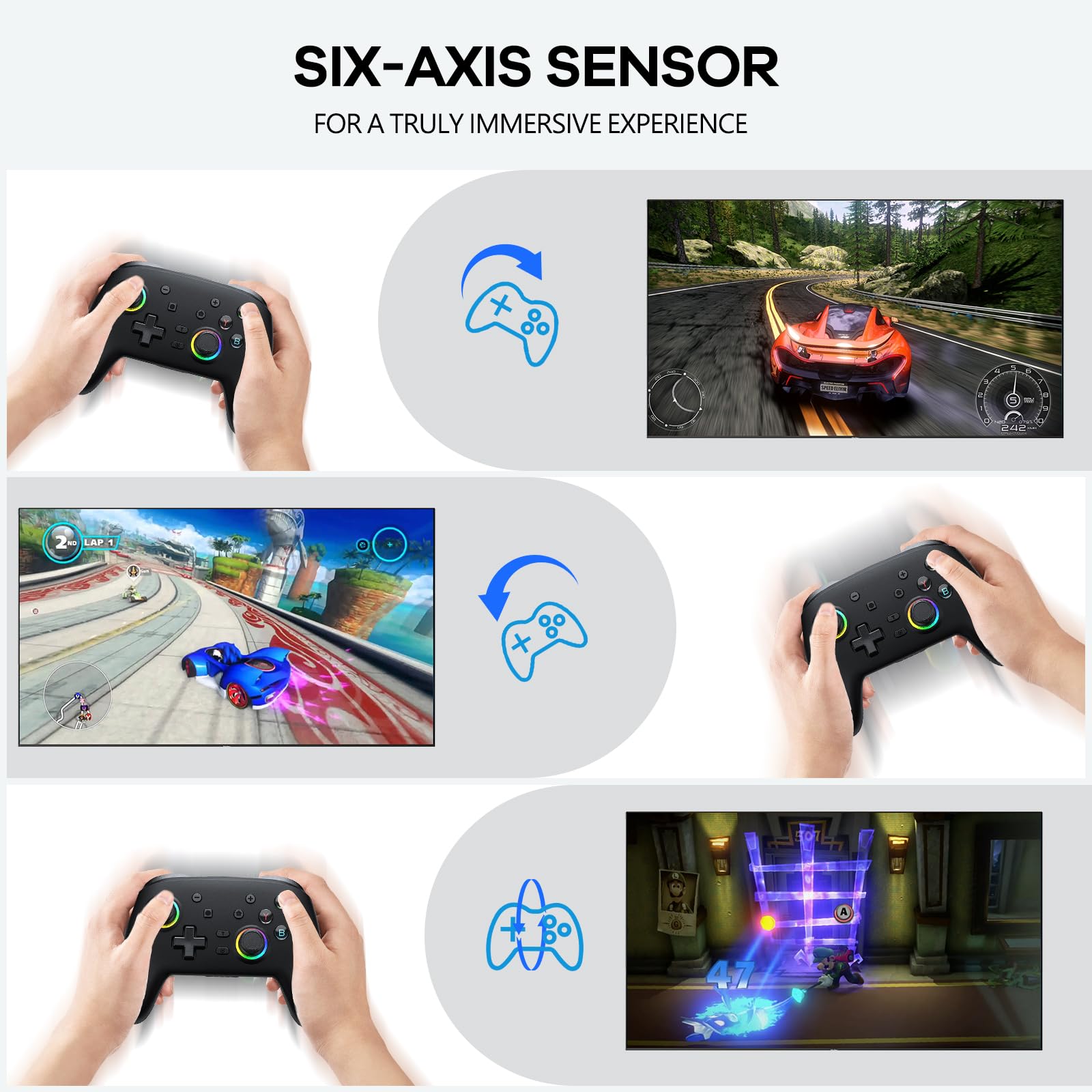AROEVEIB Wireless Switch Pro Controller with Dual Vibration, Motion Control & 6-Axis Gyro - Compatible with Nintendo Switch, Switch Lite & OLED Model - Perfect for Gaming, Multiplayer & Handheld Mode