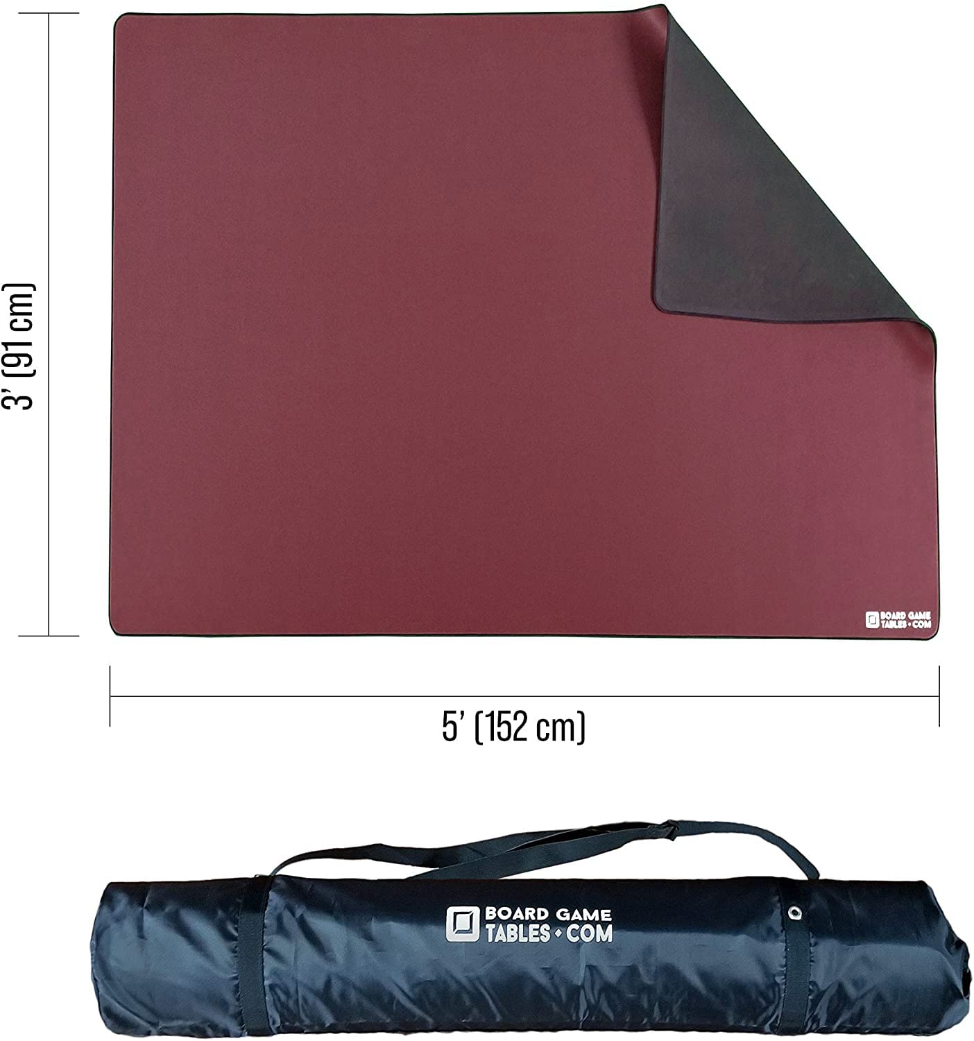 Premium 3'x5' Board Game Playmat - Extra Thick Super Cushioned, Stitched Edge & Water Resistant Surface with Carrying Case - Perfect for Tabletop Games, Magic: The Gathering, Dungeons & Dragons RPG - Ideal for Game Nights, Tournaments & Home Entertainment (Medium, Burgundy)