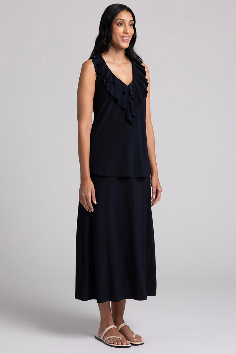 Flutter Sleeveless Top for Women - Navy Blue Summer Blouse | Perfect for Beach, Vacation & Casual Outings
