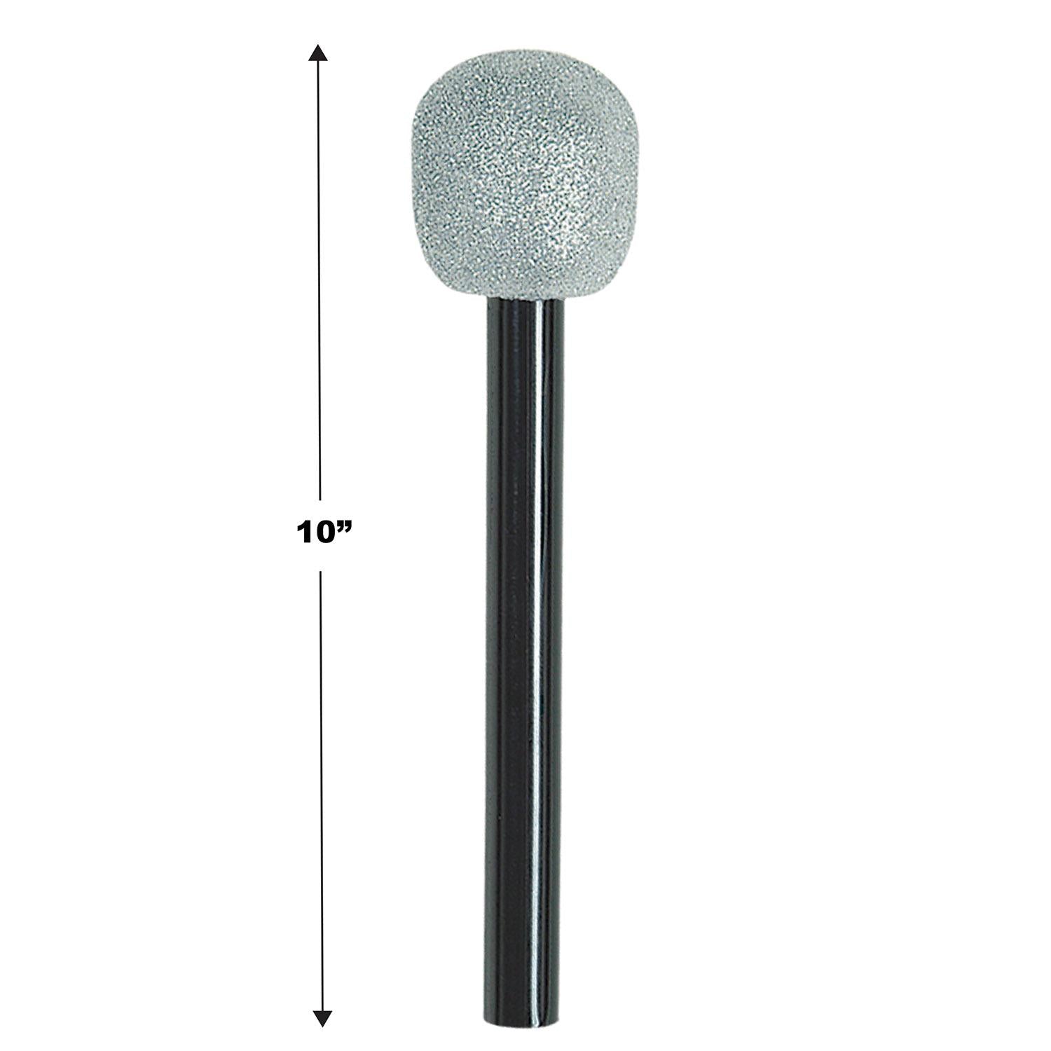 12 Pack Beistle Glittered Microphone - Silver & Black Party Supplies for Karaoke Nights, Birthday Parties & Stage Performances