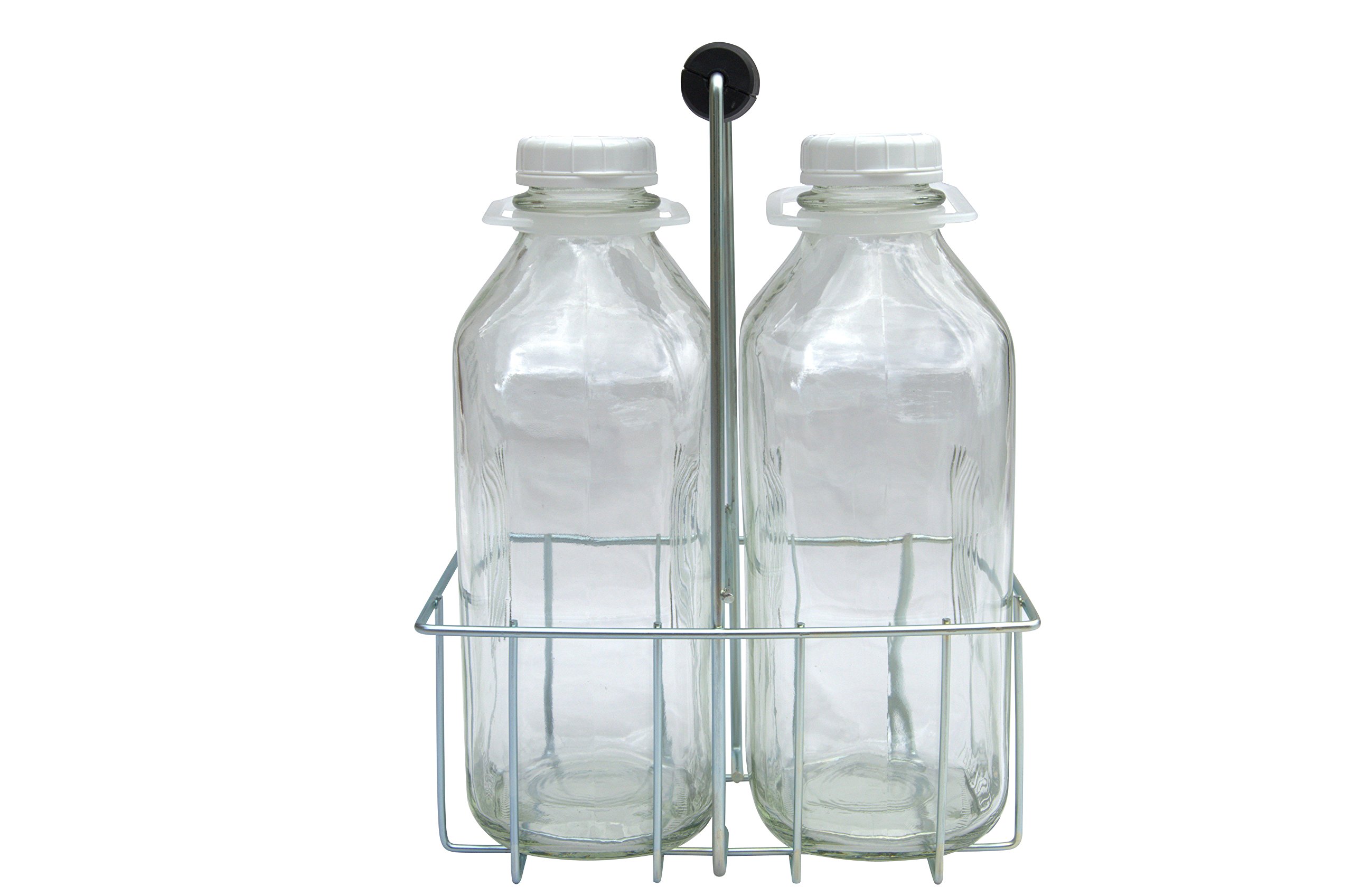Dairy Shoppe 64 oz Wire Bottle Carrier - 2 Cell Holder for Milk Jugs, Perfect for Grocery Stores, Farmers Markets & Home Refrigeration