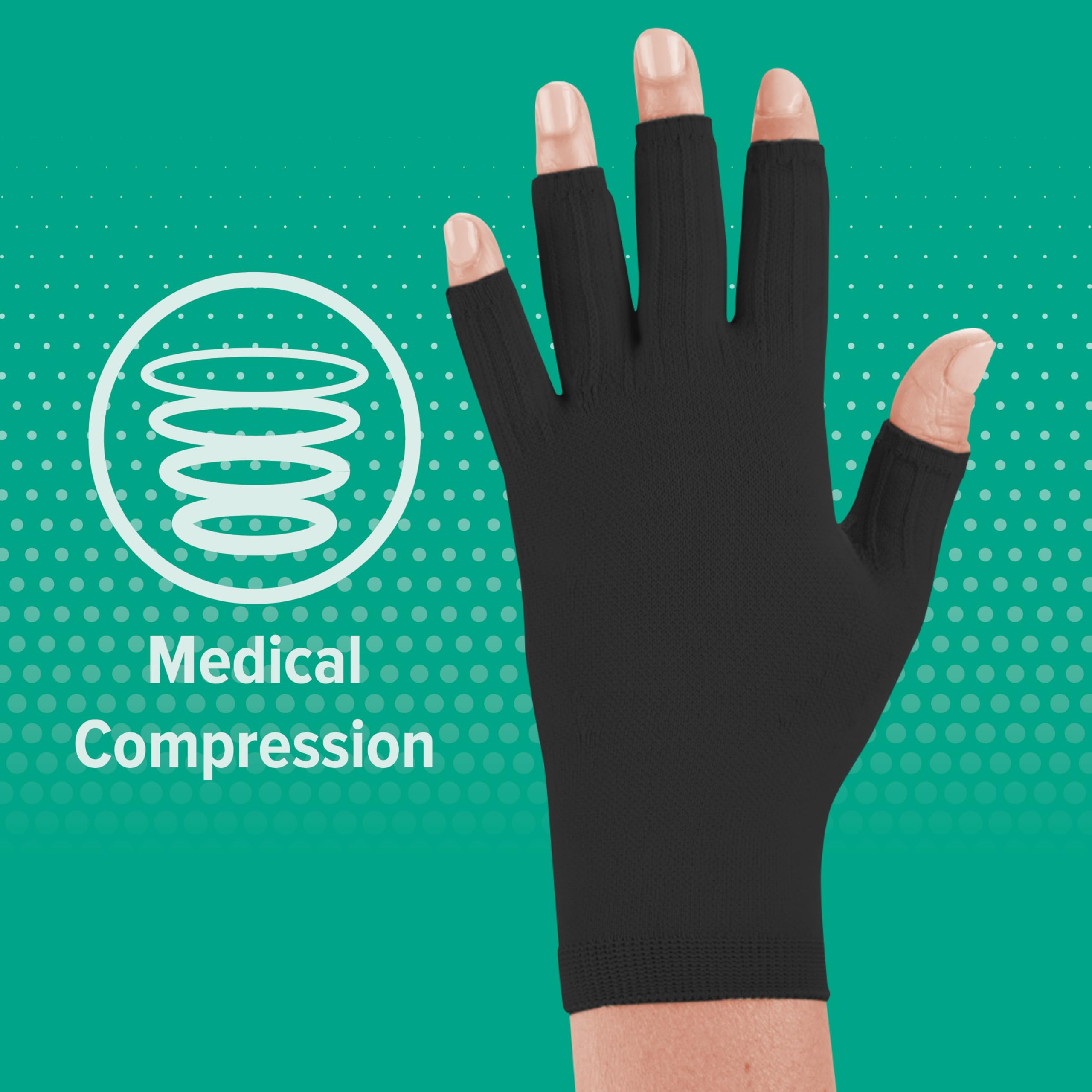 Juzo 3021 Expert Seam Flat Knit Compression Gloves with Open Finger Slots - Beige, Size 4 | Hand Therapy for Arthritis, Carpal Tunnel & Swelling Relief | Ideal for Daily Use, Typing & Post-Surgery Recovery