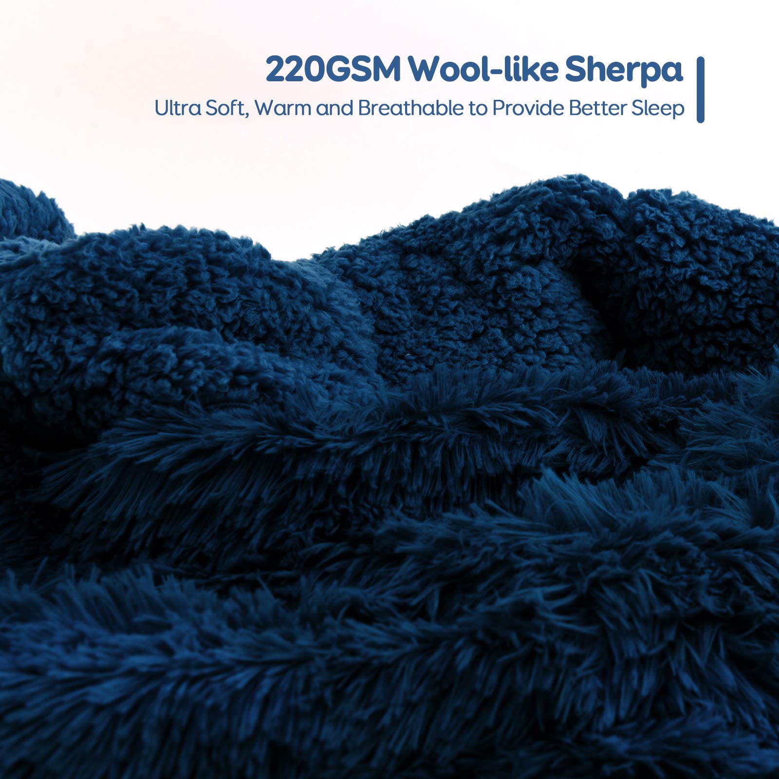 15lbs Weighted Blanket for Adults - Soft Plush Flannel Faux Fur Blanket 48x72 inches - Heavy Luxury Fur Throw Blanket Twin Size Navy Blue - Perfect for Stress Relief, Anxiety & Better Sleep