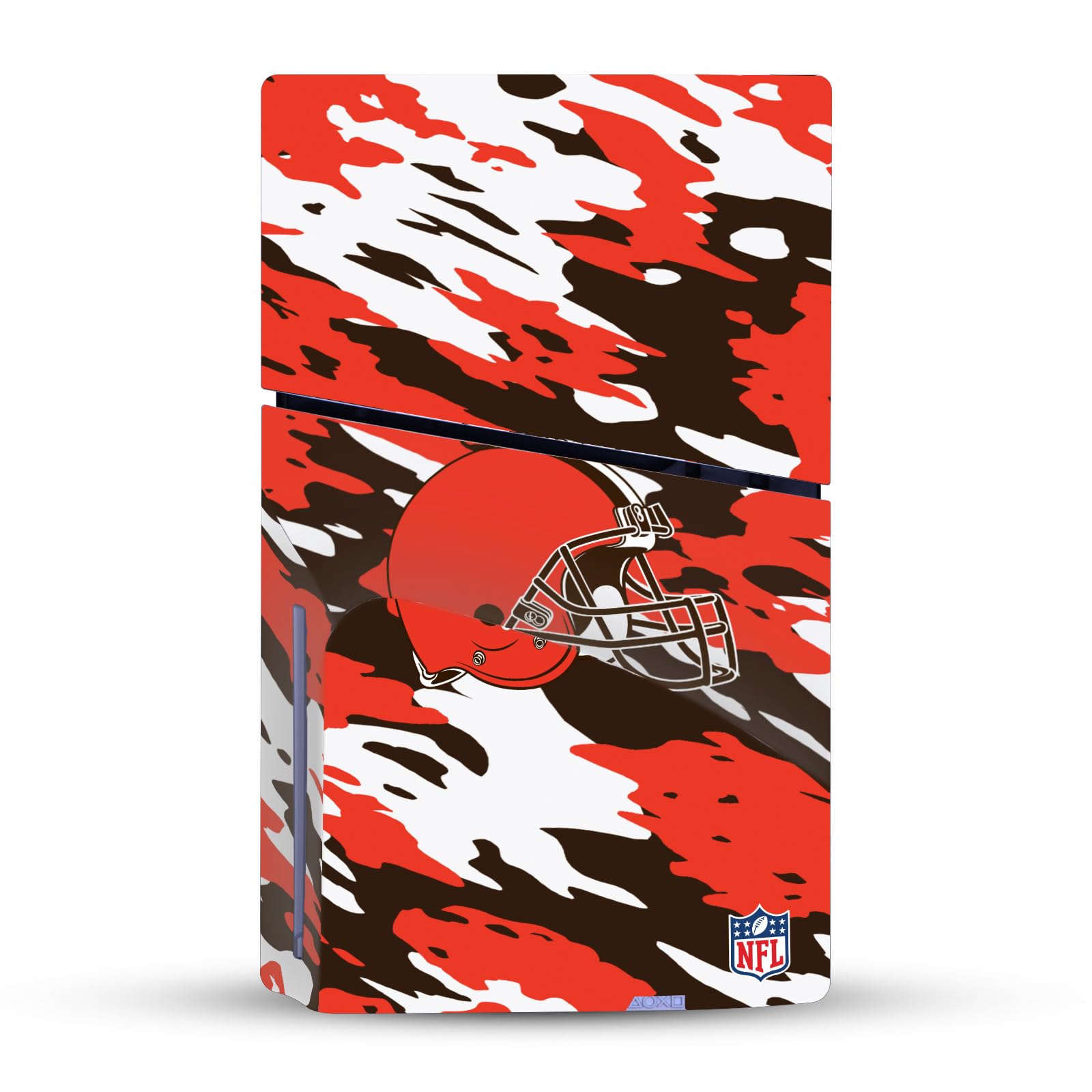 Official NFL Cleveland Browns Camouflage Vinyl Skin Sticker for Sony PlayStation 5 PS5 Slim/Pro Disc Edition - Protective Gaming Decal for PS5 Consoles - Perfect for Game Rooms, Sports Fans, and Team Spirit Display