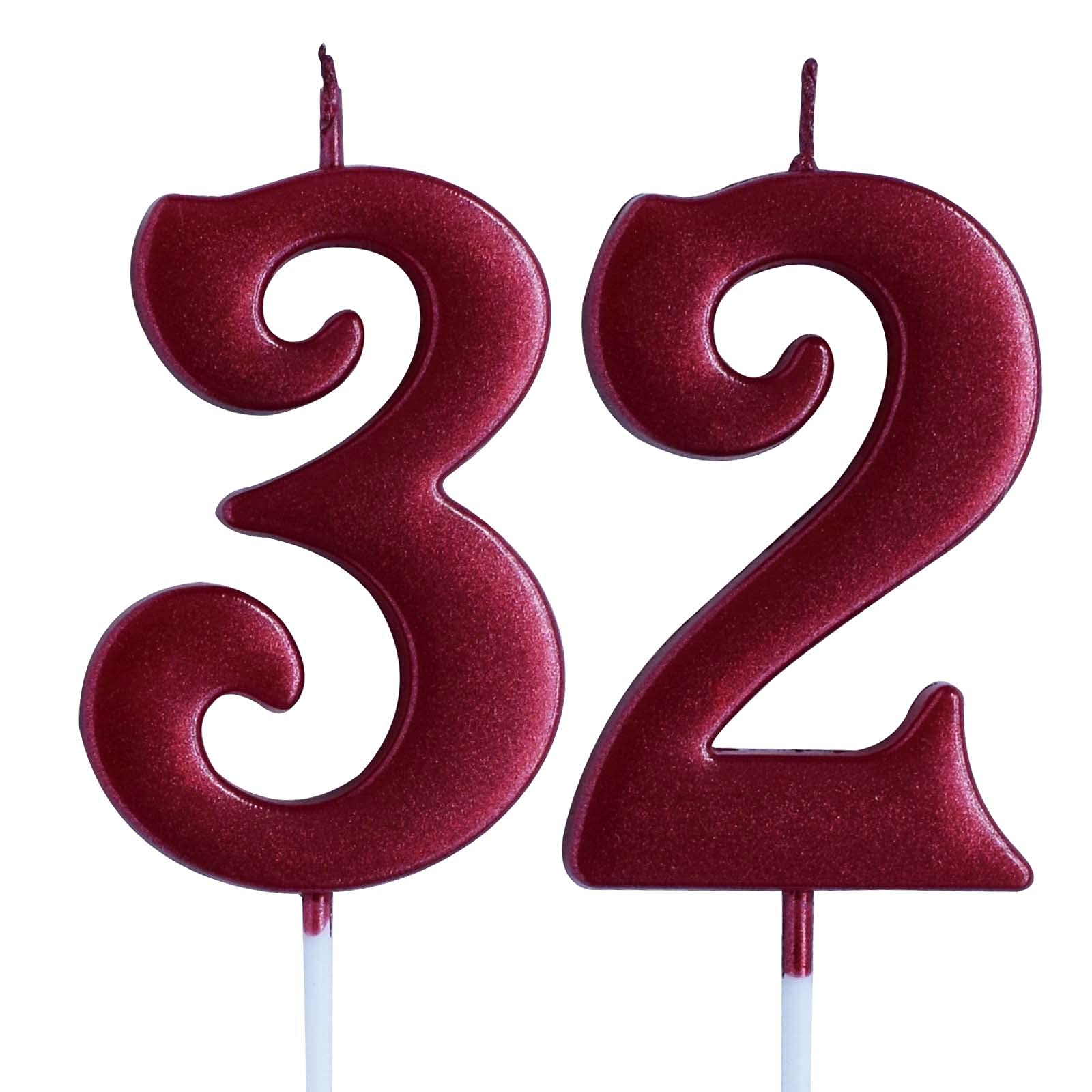 32nd Birthday Candle - Number 32 Cake Topper for Women & Men | Red Birthday Party Decorations & Supplies | Perfect for Anniversary Celebrations, Milestone Cakes & Special Occasions