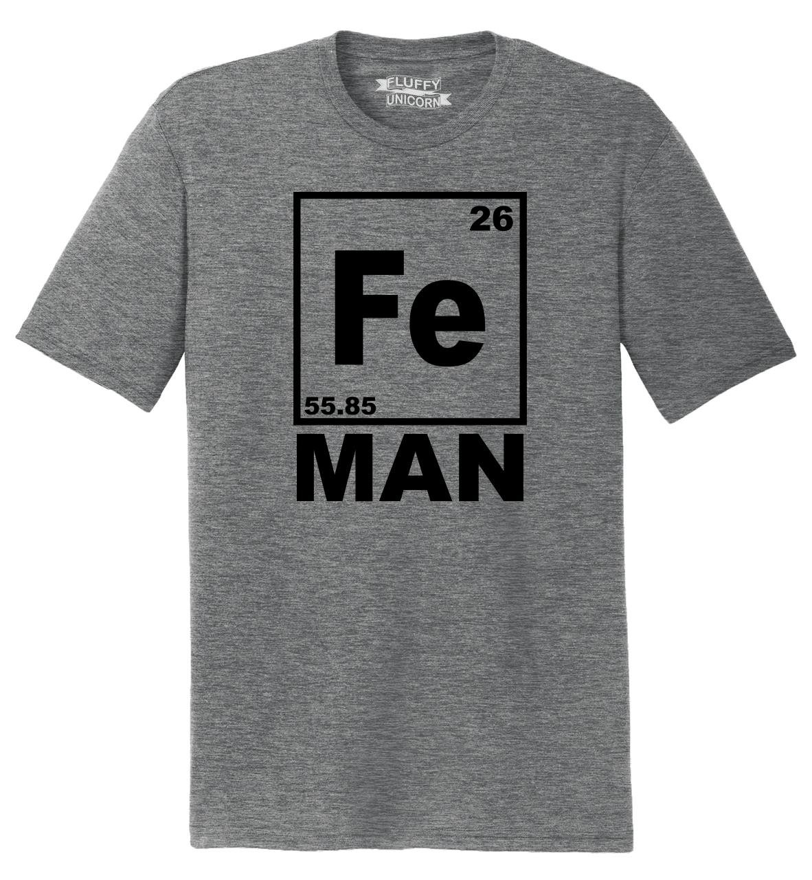 Funny Iron Man Chemistry Periodic Table T-Shirt for Men - Comical Science Geek Tee - Perfect for Marvel Fans, Gifts & Casual Wear